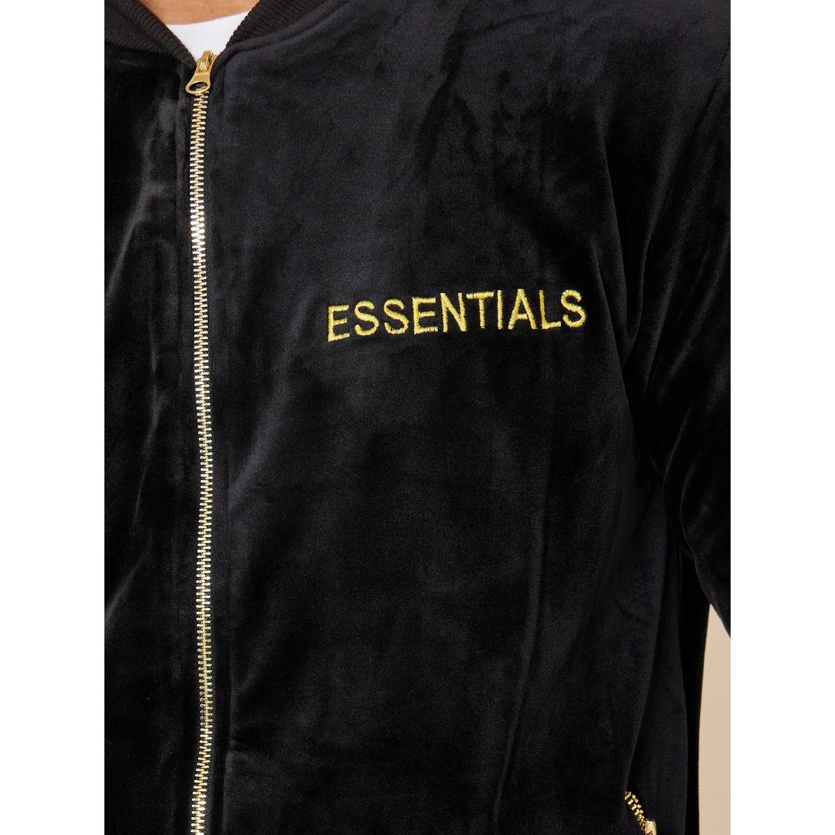 Styli Baseball Collar Velour Bomber Jacket with Embroidered Detail-men-clothing-jacketsandblazers-jackets-image-4