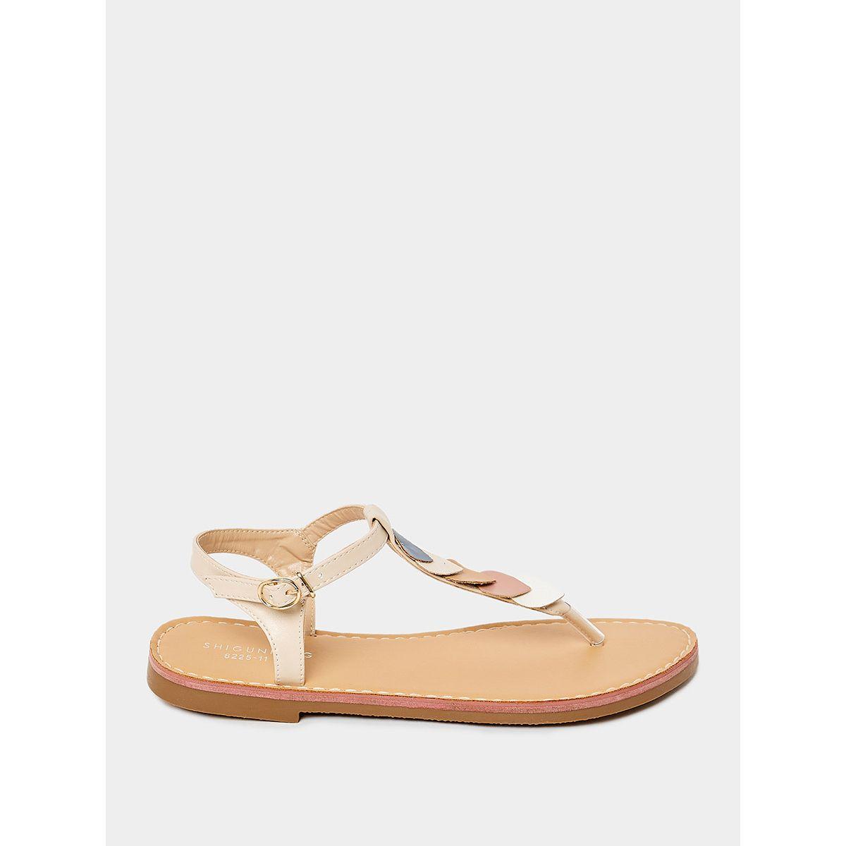 Styli Heart Detail T-Strap Flat Sandals-women-shoes-sandals-flats-image-1