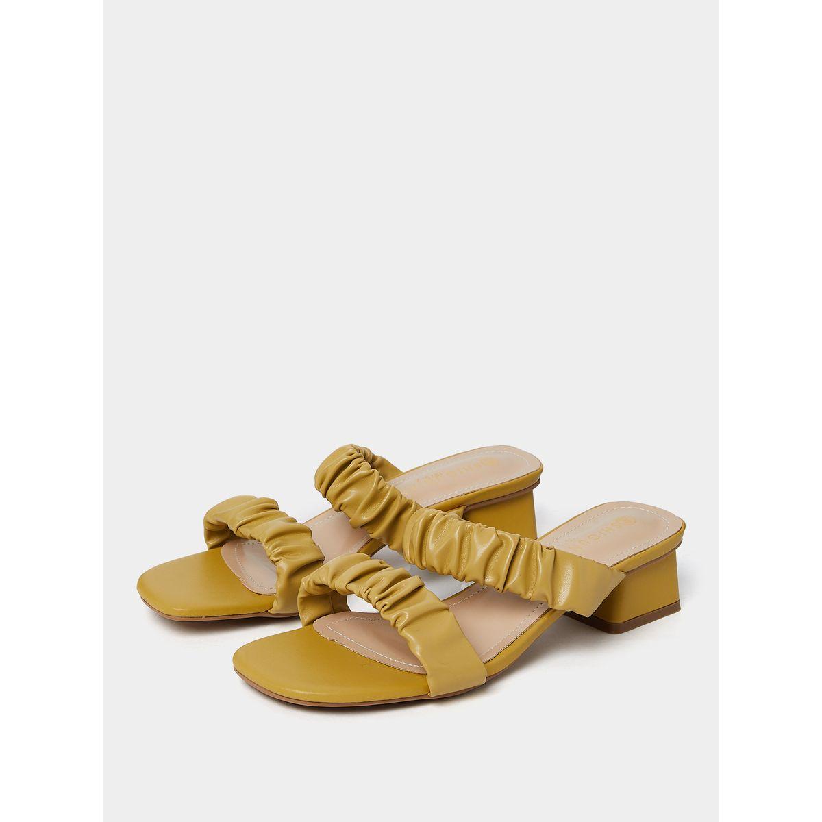 Styli Ruched Upper Low Heel Sandals-women-shoes-heels-image-3