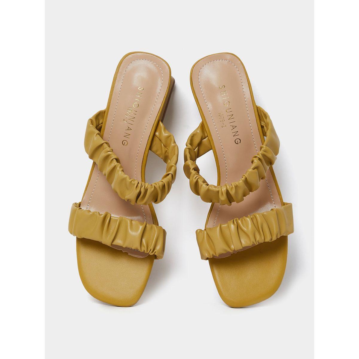 Styli Ruched Upper Low Heel Sandals-women-shoes-heels-image-6