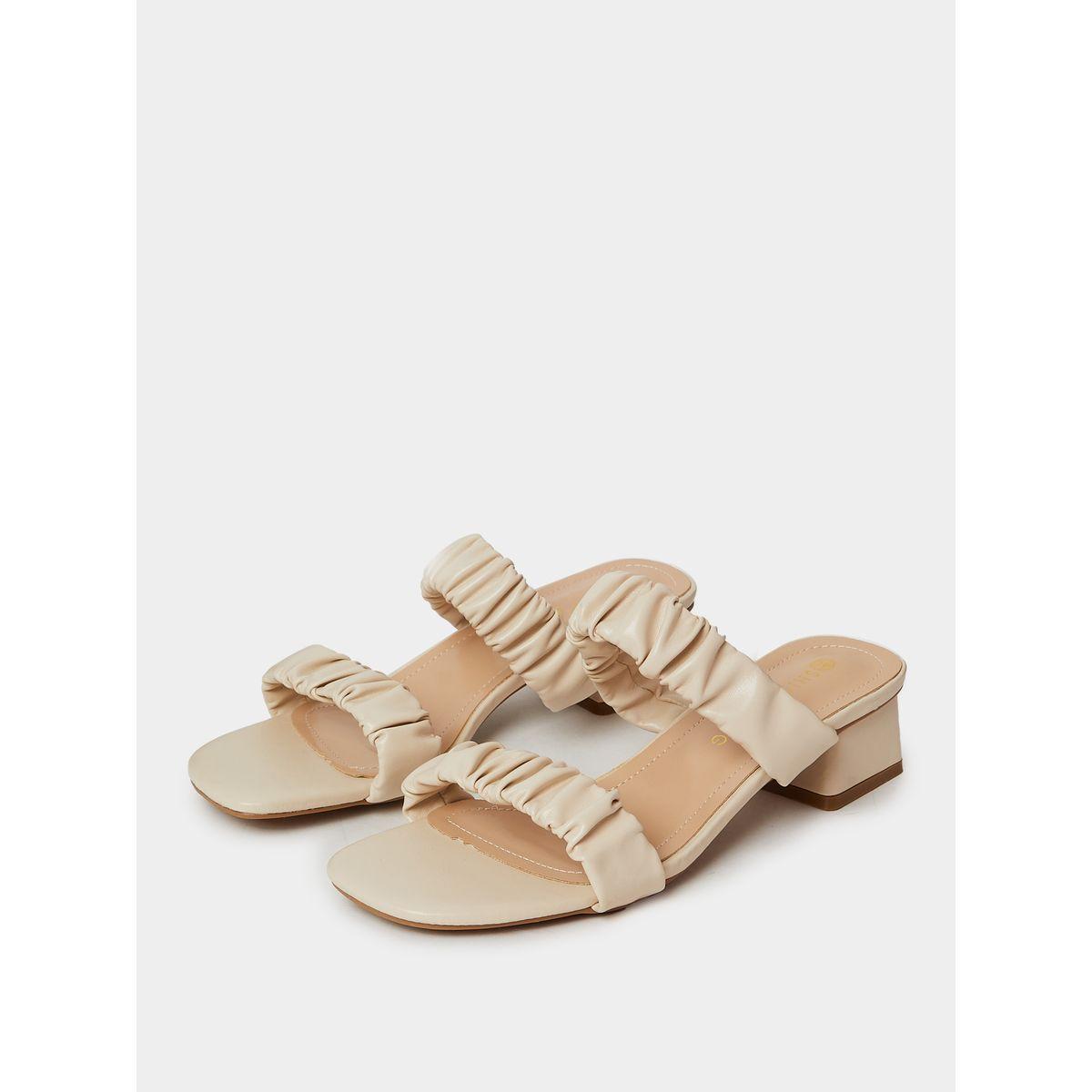 Styli Ruched Upper Low Heel Sandals-women-shoes-heels-image-3