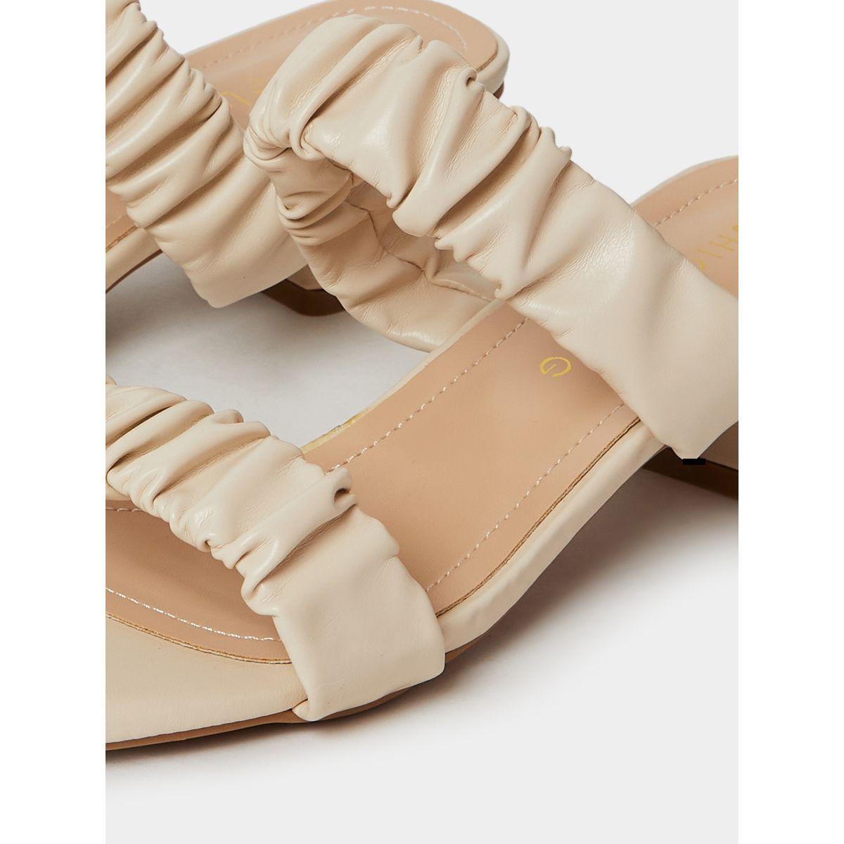 Styli Ruched Upper Low Heel Sandals-women-shoes-heels-image-5