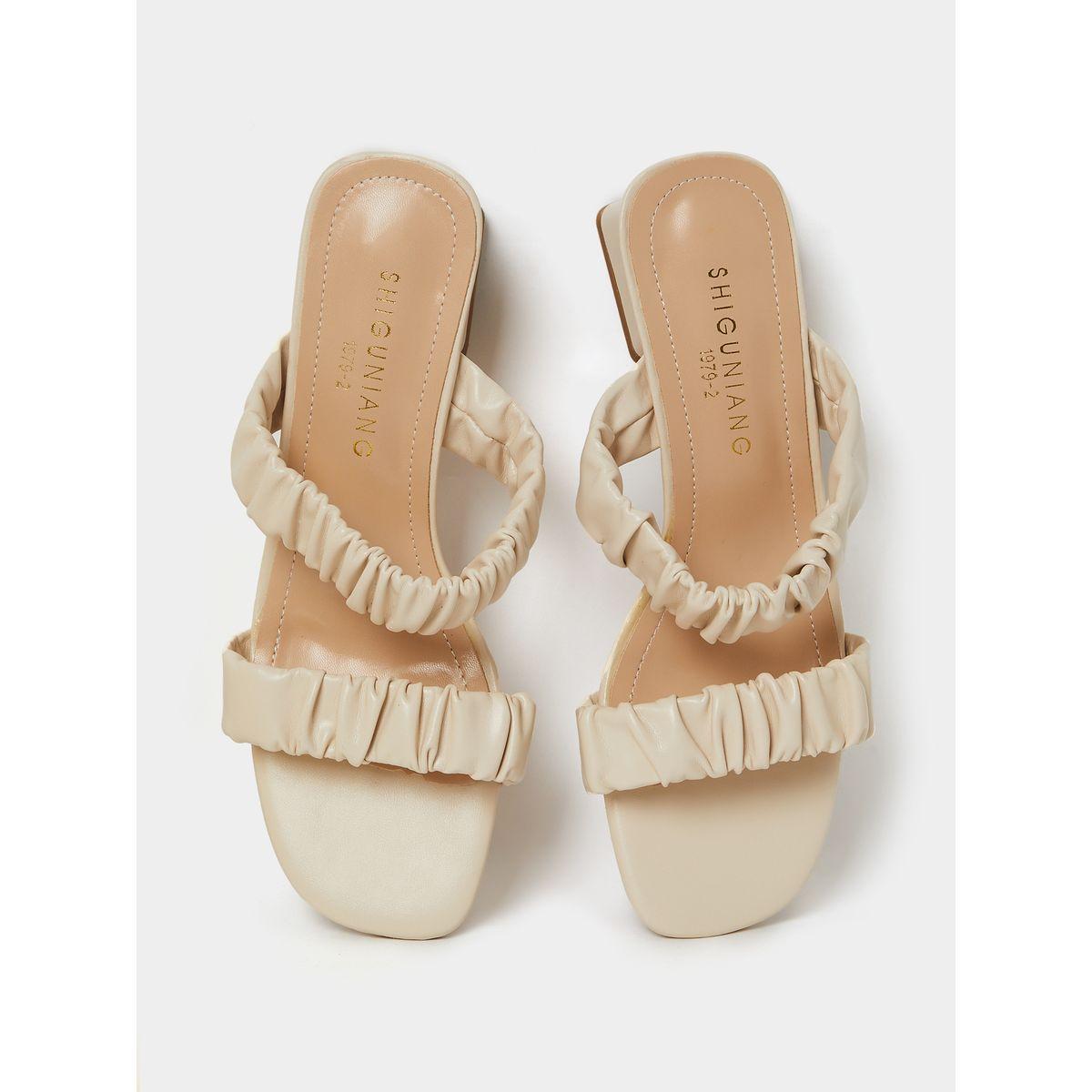 Styli Ruched Upper Low Heel Sandals-women-shoes-heels-image-6