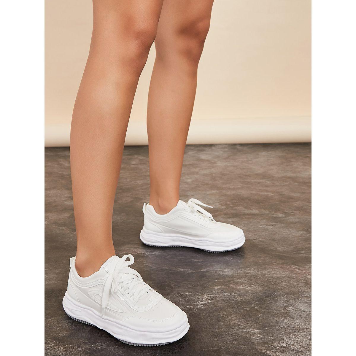 Styli Lace Up Textured Plimsoll Sneakers-women-shoes-sneakers-image-2