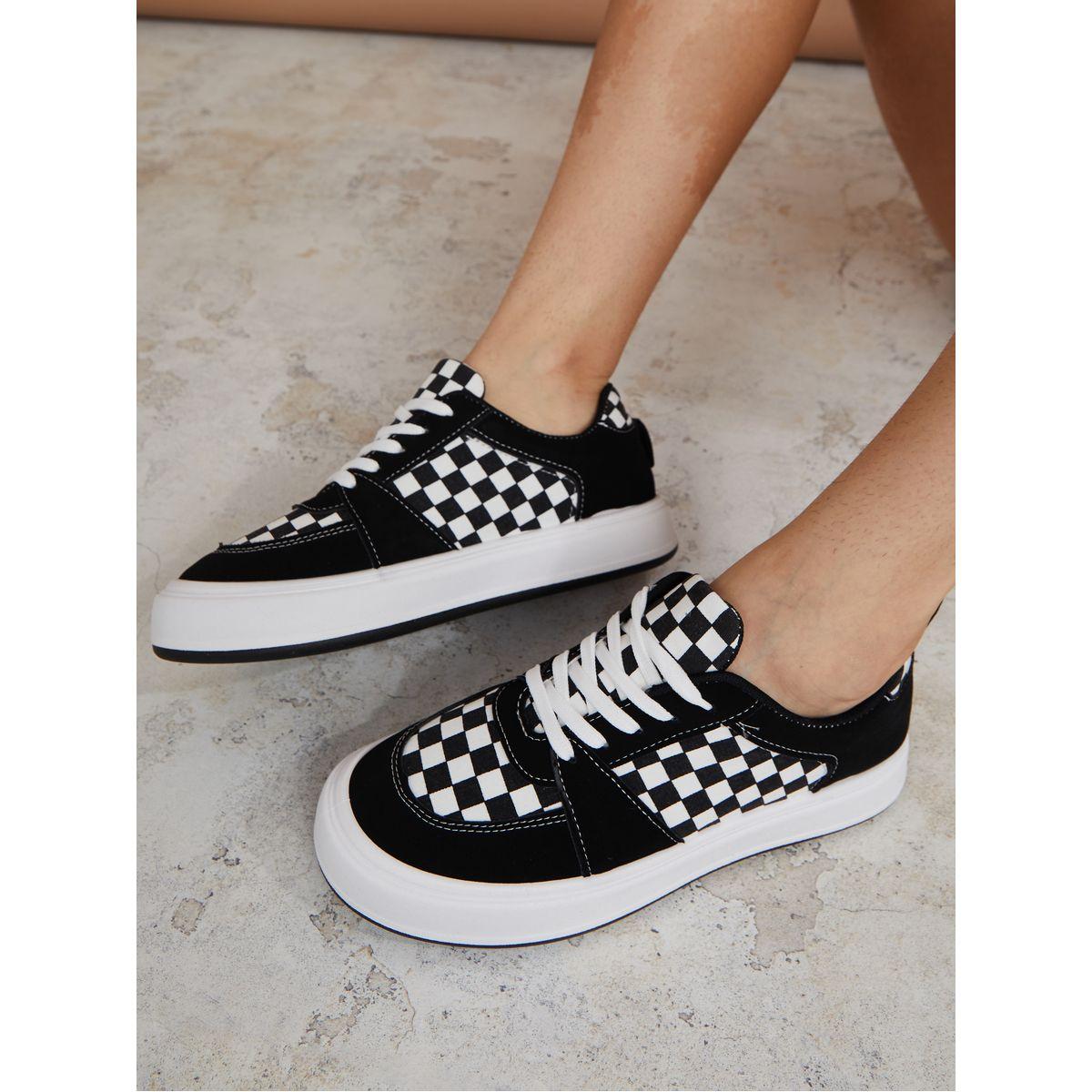 Styli Checkerboard Detail Platform Sneakers-women-shoes-sneakers-image-2