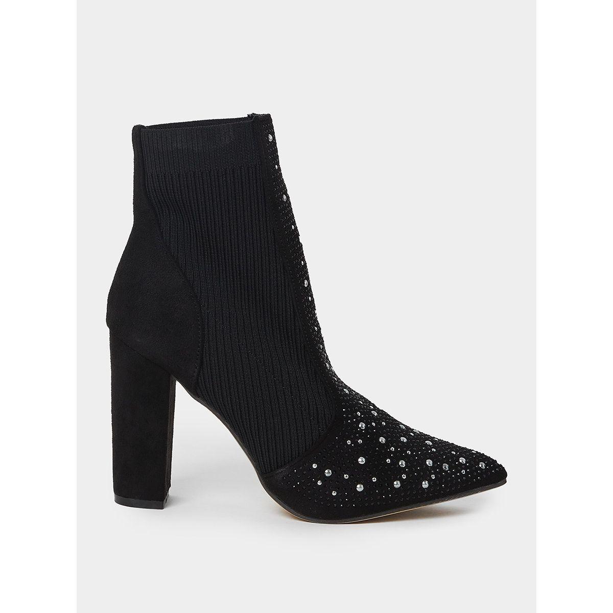 Styli Embellished Upper Sock-Fit Ankle Boots-women-shoes-boots-image-1