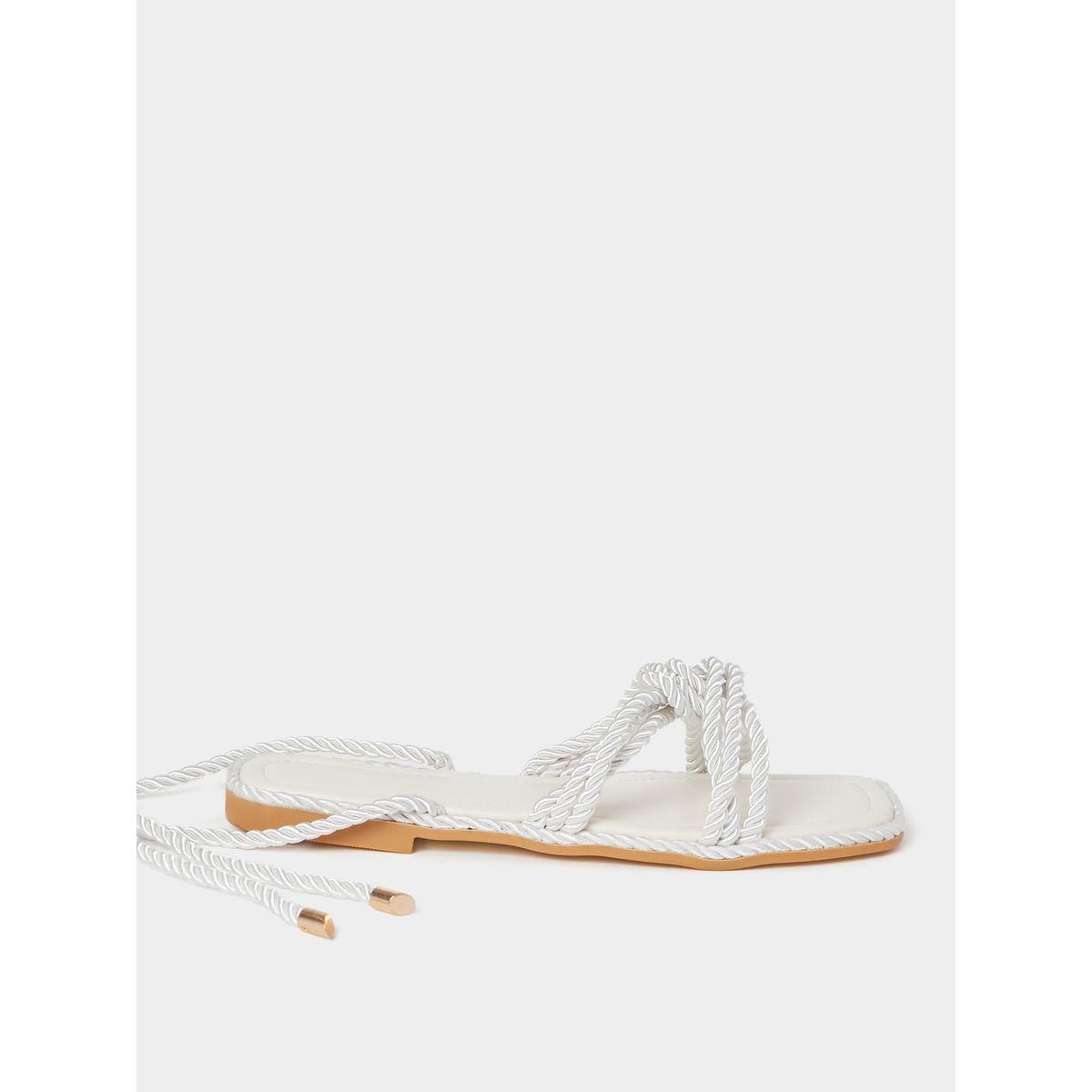 Styli Rope Detail Back Strap Flat Sandals-women-shoes-sandals-flats-image-1
