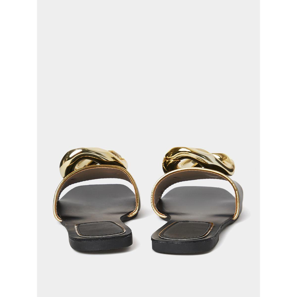 Styli Round Textured Metal Trim Flat Sandals-women-shoes-sandals-flats-image-4