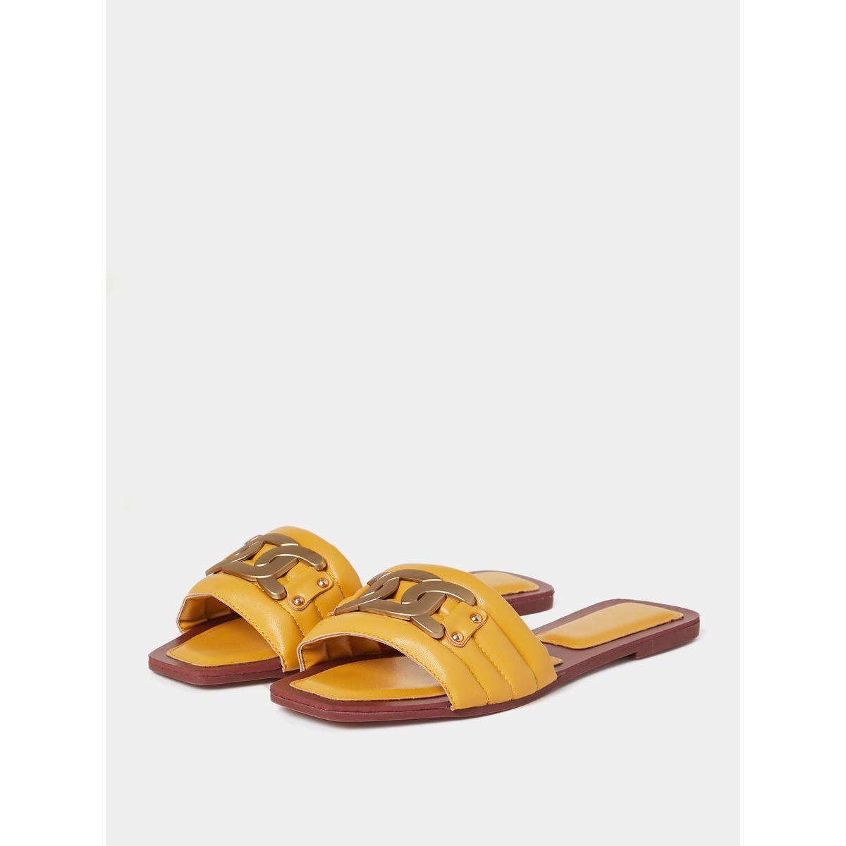 Styli Chain Detail Square Toe Flat Sandals-women-shoes-sandals-flats-image-3