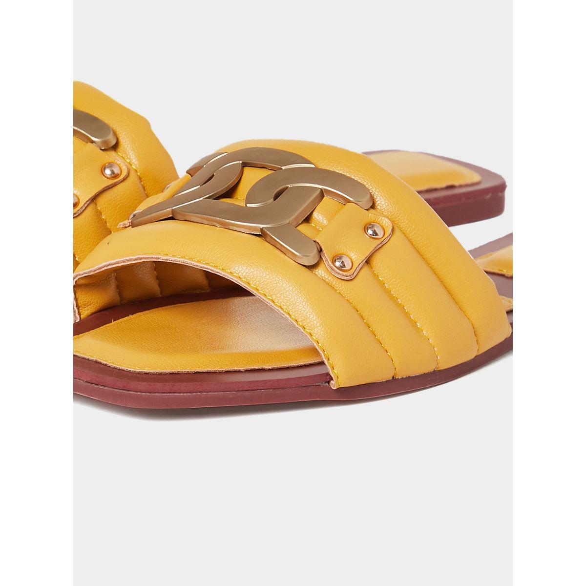 Styli Chain Detail Square Toe Flat Sandals-women-shoes-sandals-flats-image-5