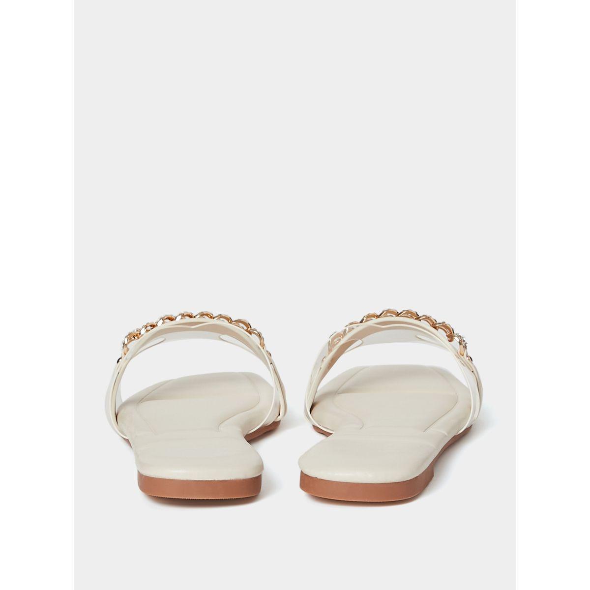 Styli Chain Detail Transparent Strap Flat Sandals-women-shoes-sandals-flats-image-4
