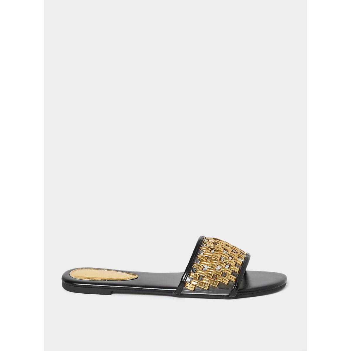 Styli Metallic Thread Weave Detail Flat Sandals-women-shoes-sandals-flats-image-1