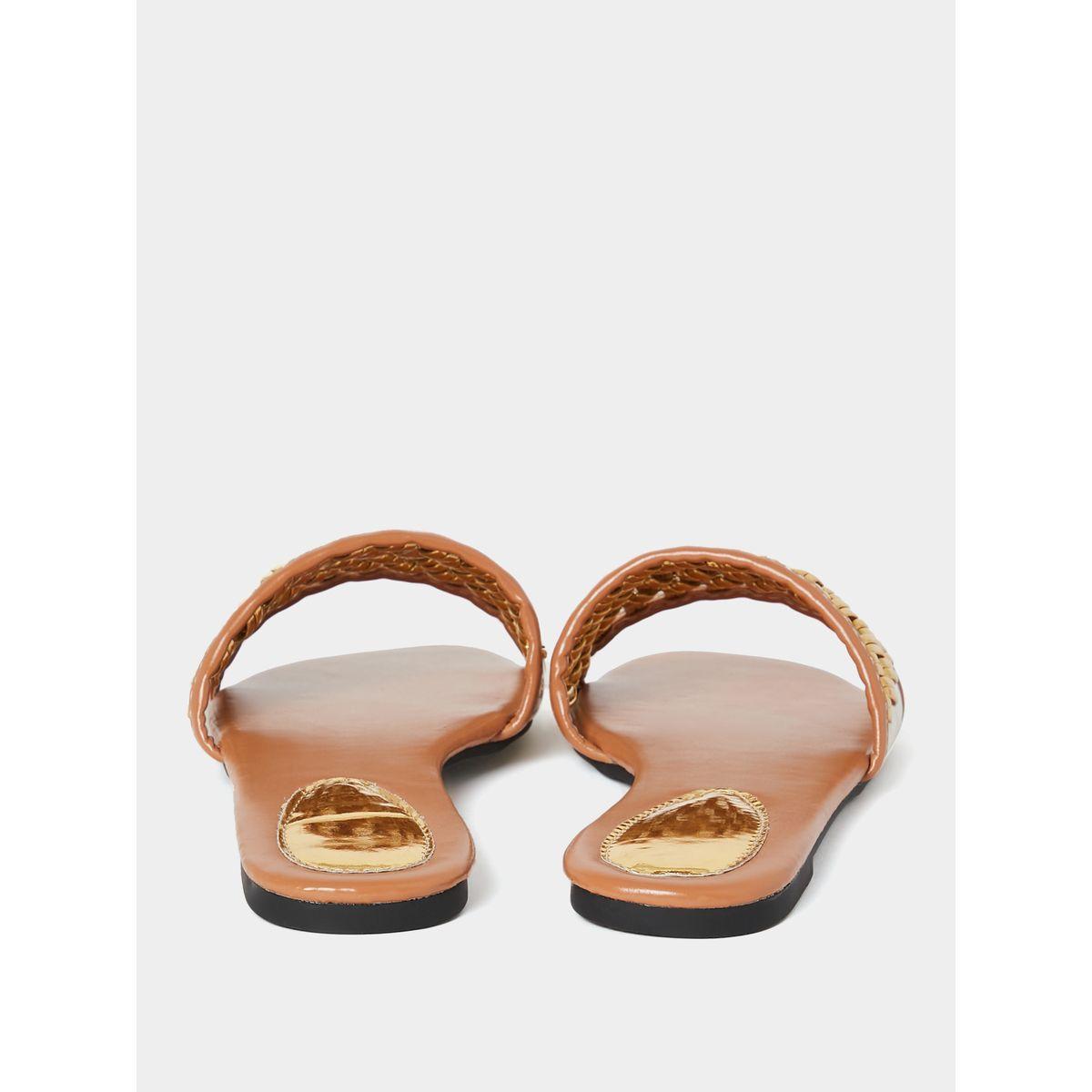 Styli Metallic Thread Weave Detail Flat Sandals-women-shoes-sandals-flats-image-4