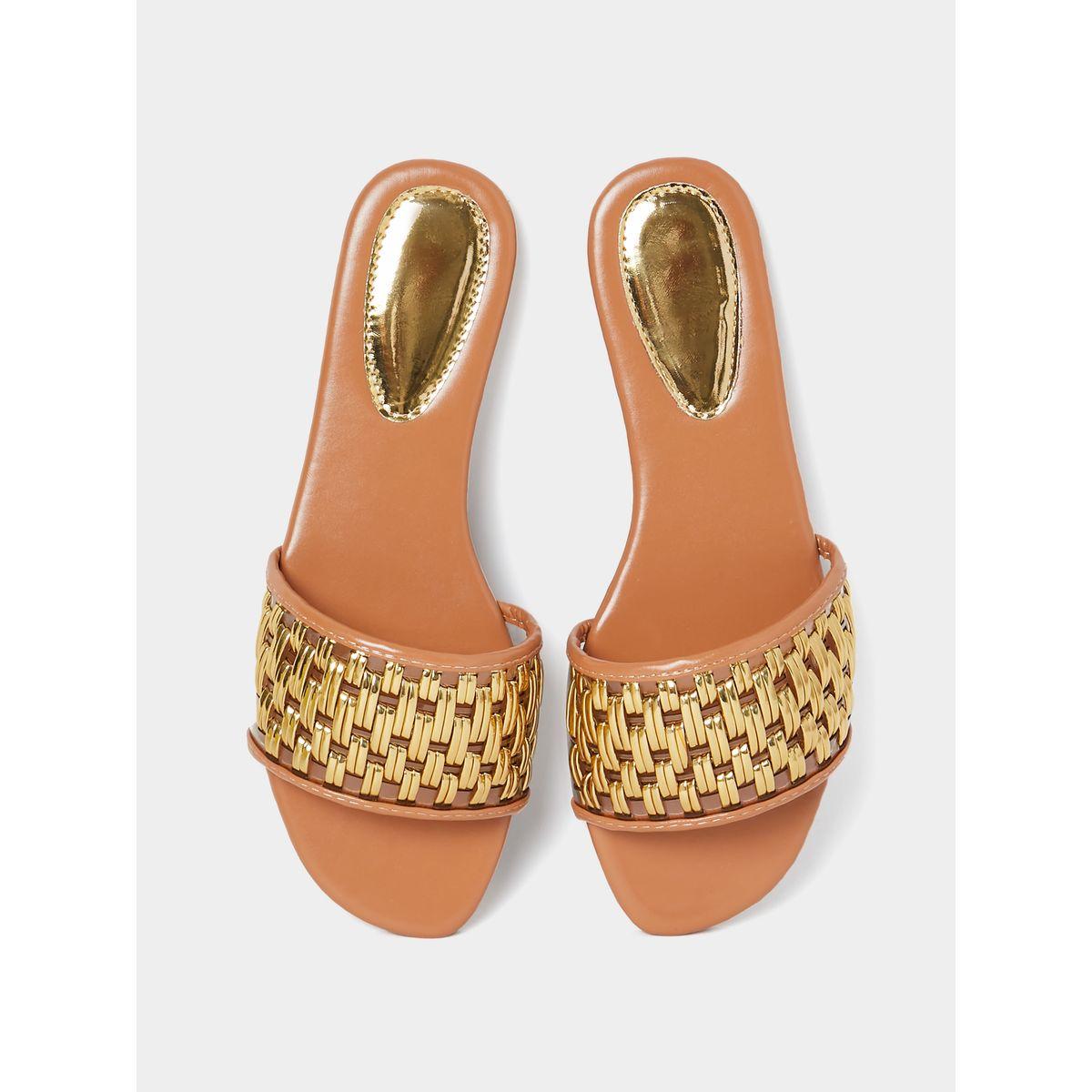 Styli Metallic Thread Weave Detail Flat Sandals-women-shoes-sandals-flats-image-6