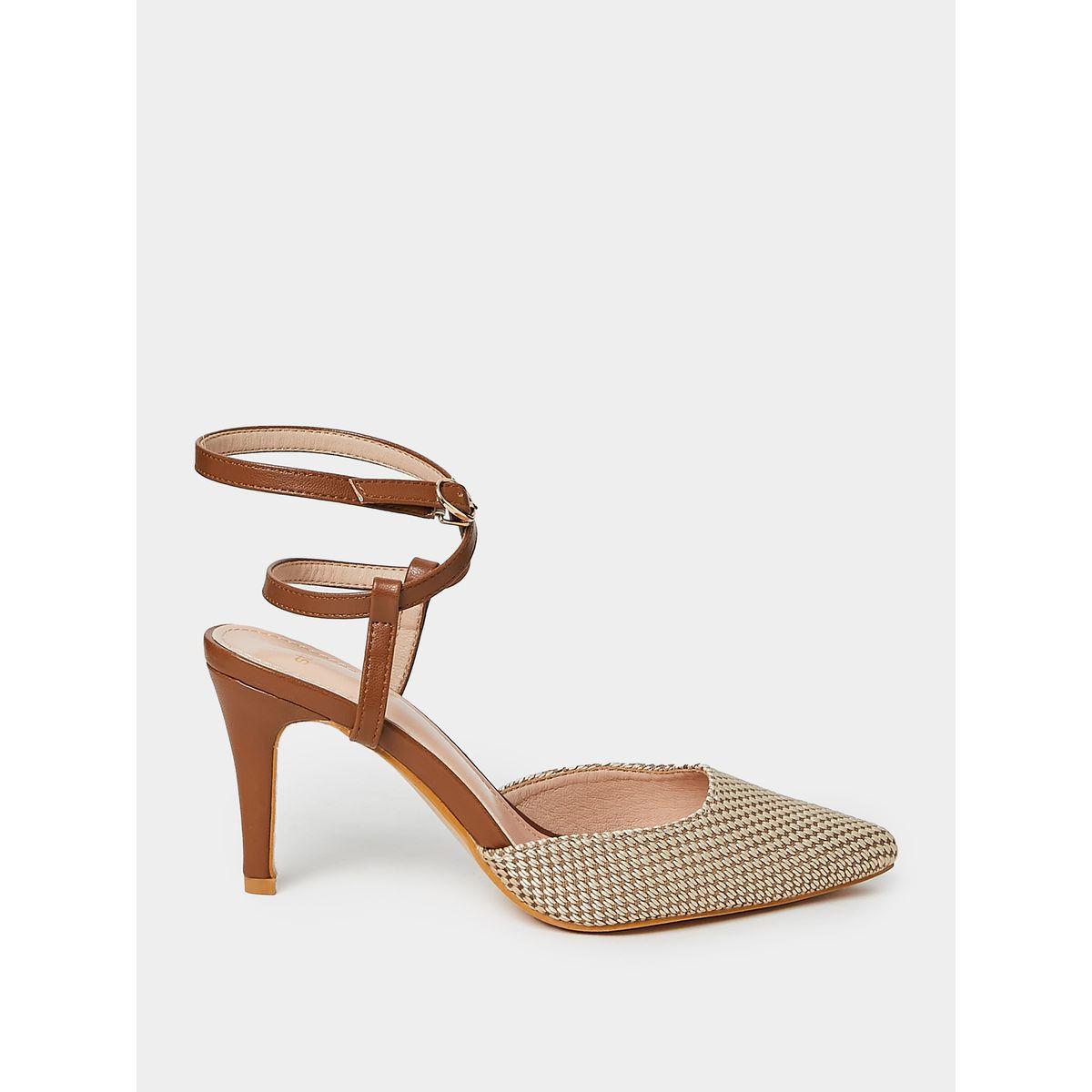Styli Woven Texture Ankle Strap Pumps-women-shoes-heels-image-1