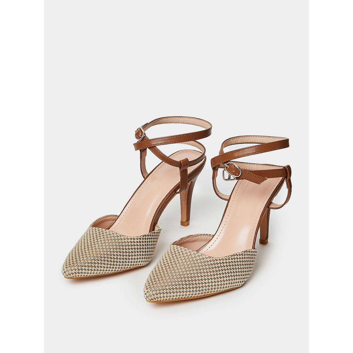 Styli Woven Texture Ankle Strap Pumps-women-shoes-heels-image-3
