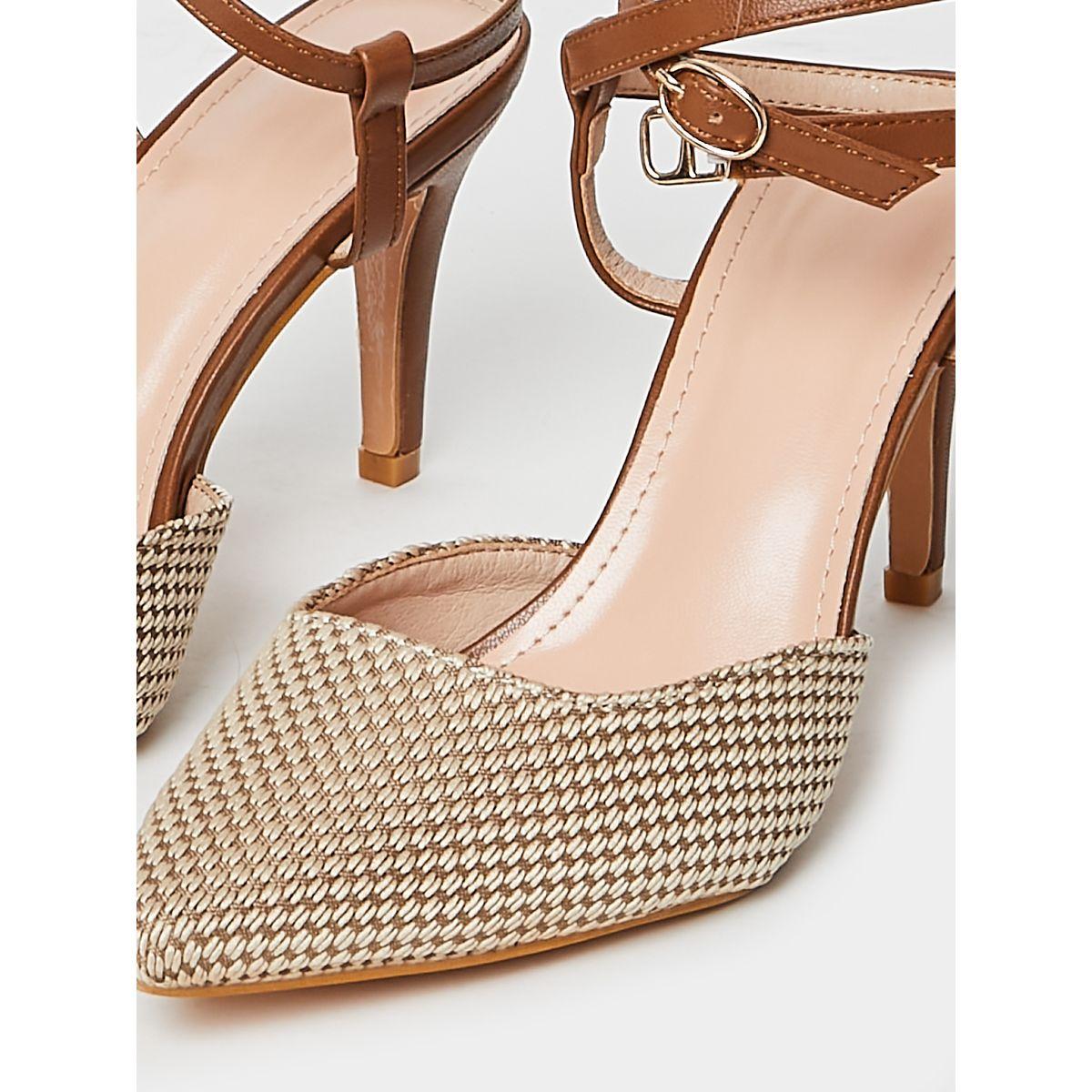 Styli Woven Texture Ankle Strap Pumps-women-shoes-heels-image-5