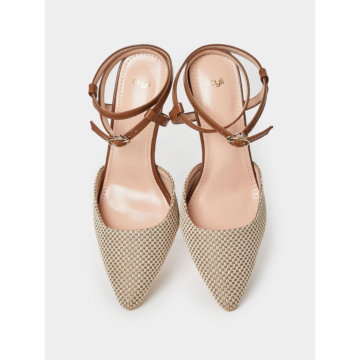 Styli Woven Texture Ankle Strap Pumps-women-shoes-heels-image-6