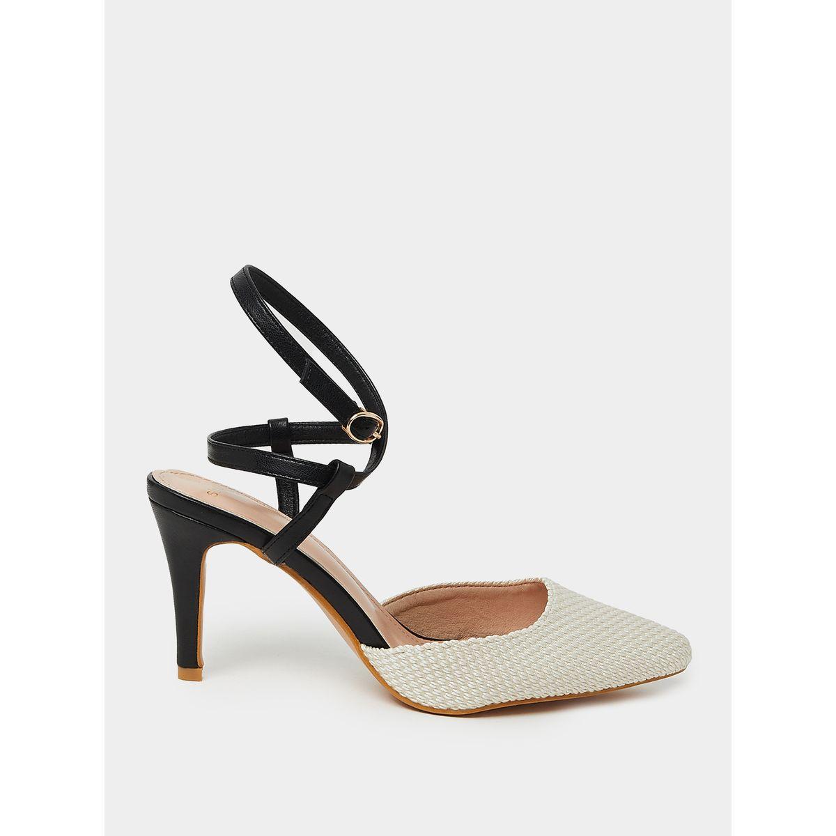 Styli Woven Texture Ankle Strap Pumps-women-shoes-heels-image-1