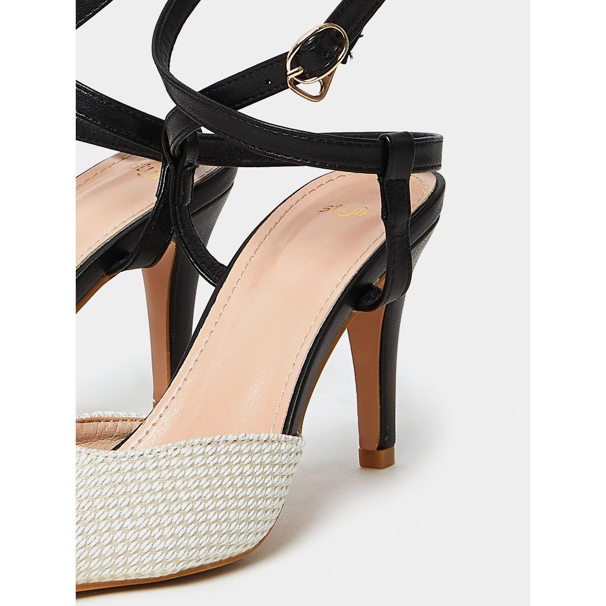 Styli Woven Texture Ankle Strap Pumps-women-shoes-heels-image-3