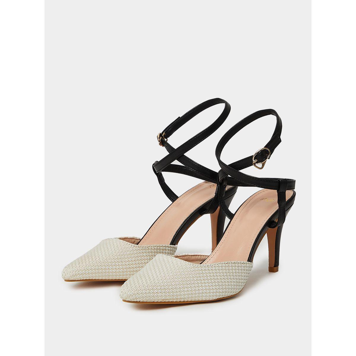 Styli Woven Texture Ankle Strap Pumps-women-shoes-heels-image-4