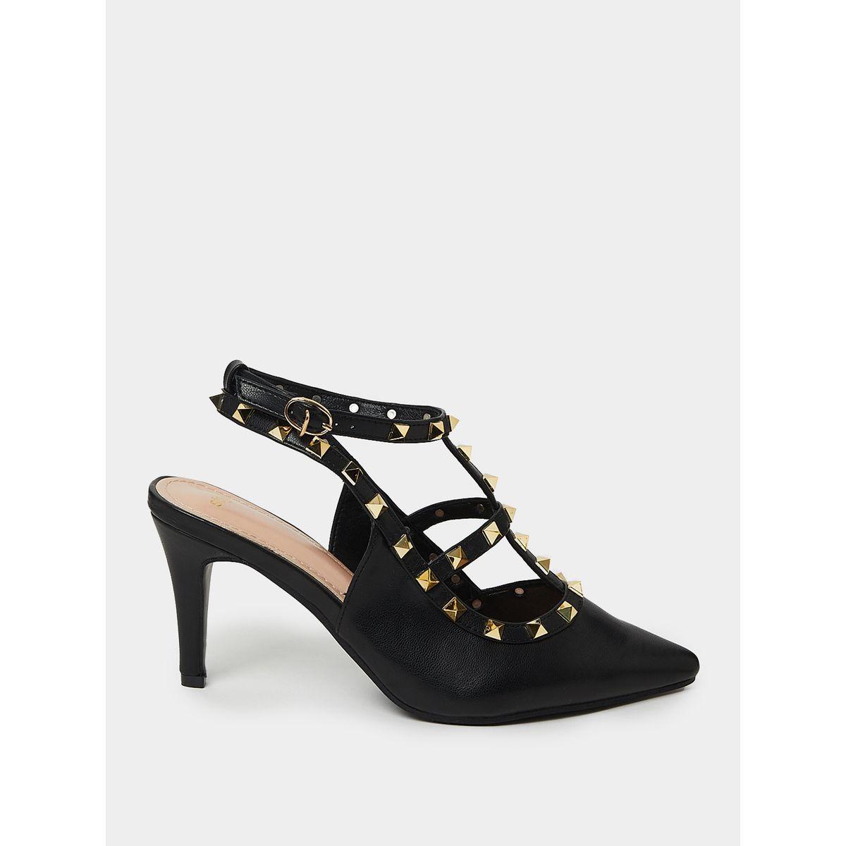 Styli Stud Detail T-Strap High Heel Pumps-women-shoes-heels-image-1