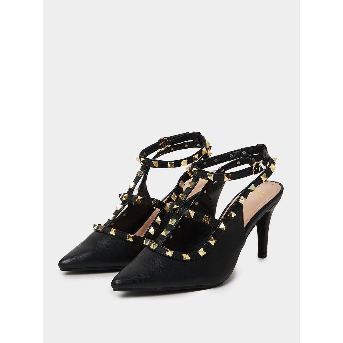 Styli Stud Detail T-Strap High Heel Pumps-women-shoes-heels-image-3