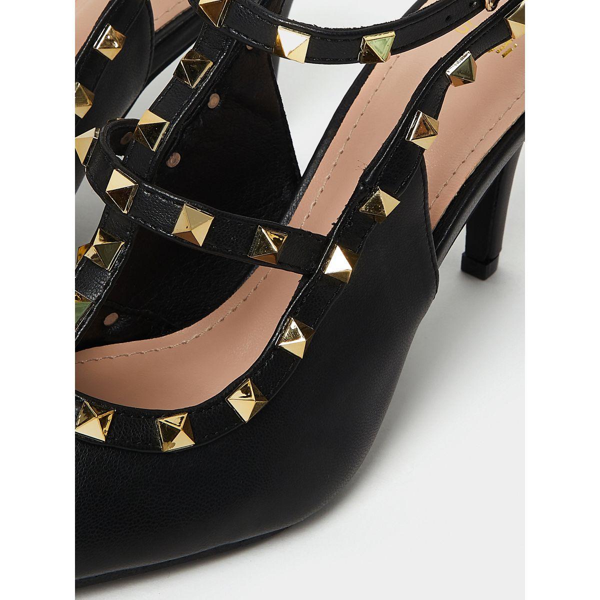 Styli Stud Detail T-Strap High Heel Pumps-women-shoes-heels-image-5