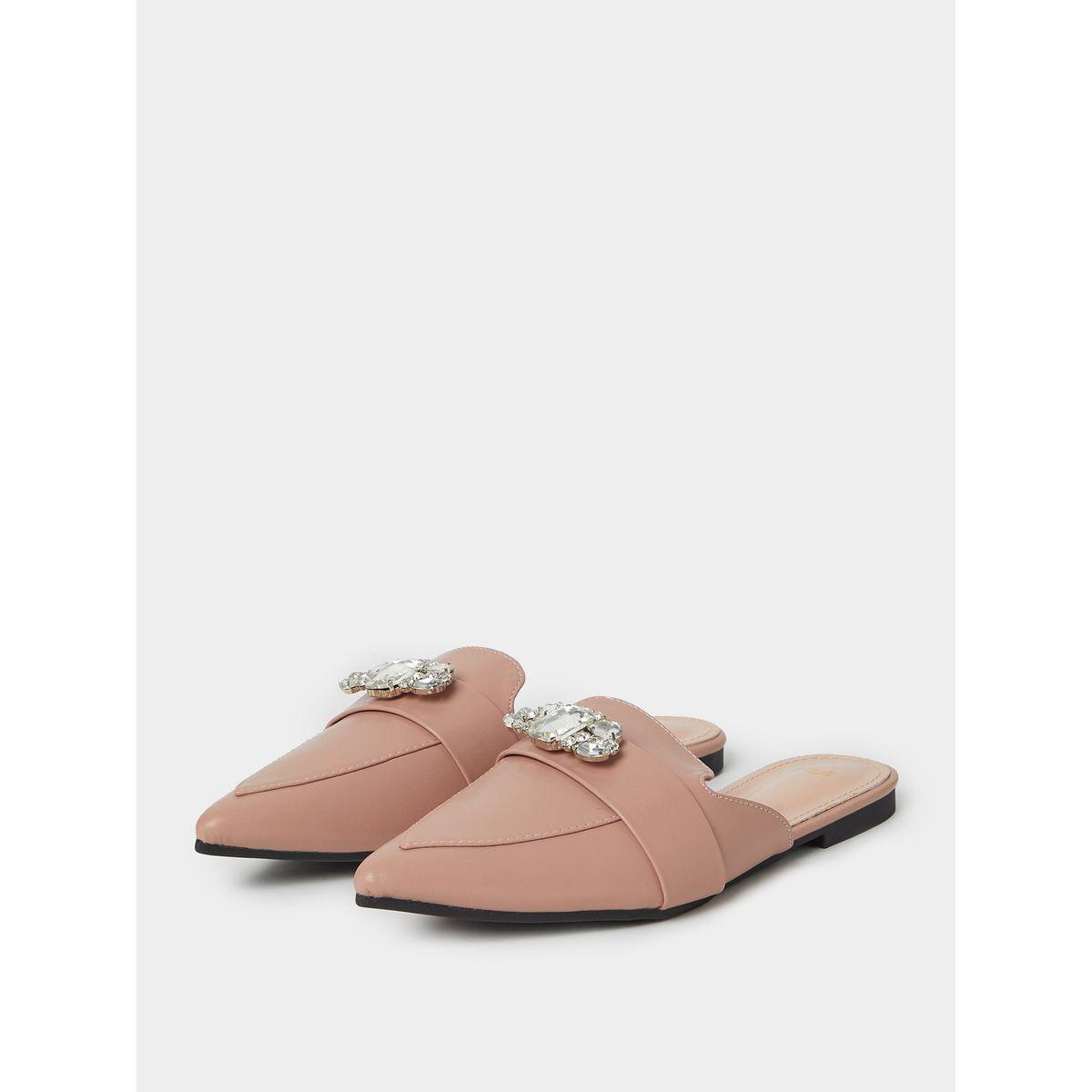 Styli Gem Detail Pointed Toe Flat Mules-women-shoes-loafersandmoccasins-image-3