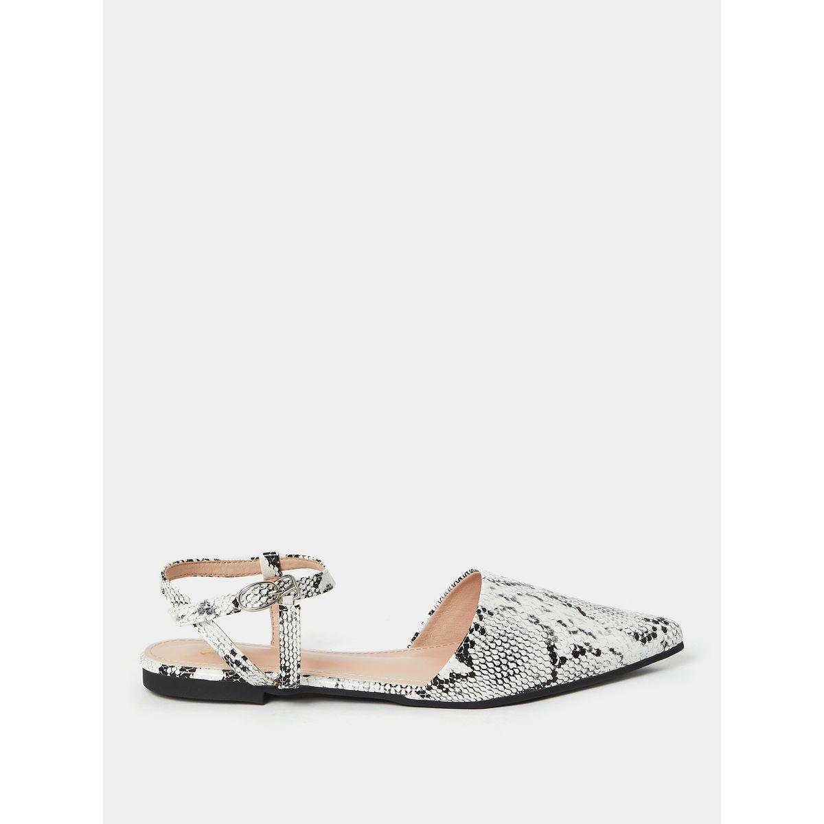 Styli Pointed Toe Snakeskin Print Flat Sandals-women-shoes-loafersandmoccasins-image-1