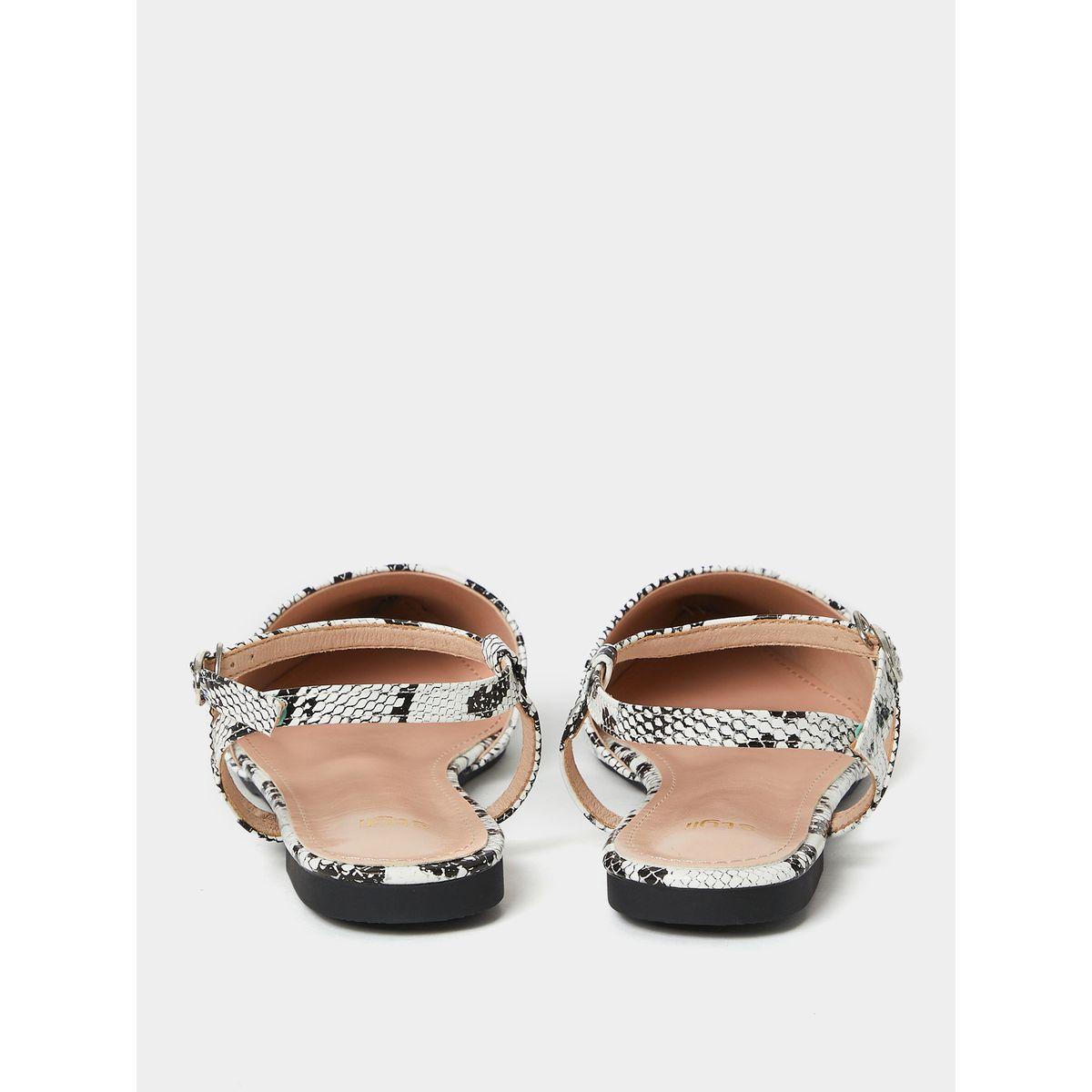 Styli Pointed Toe Snakeskin Print Flat Sandals-women-shoes-loafersandmoccasins-image-4