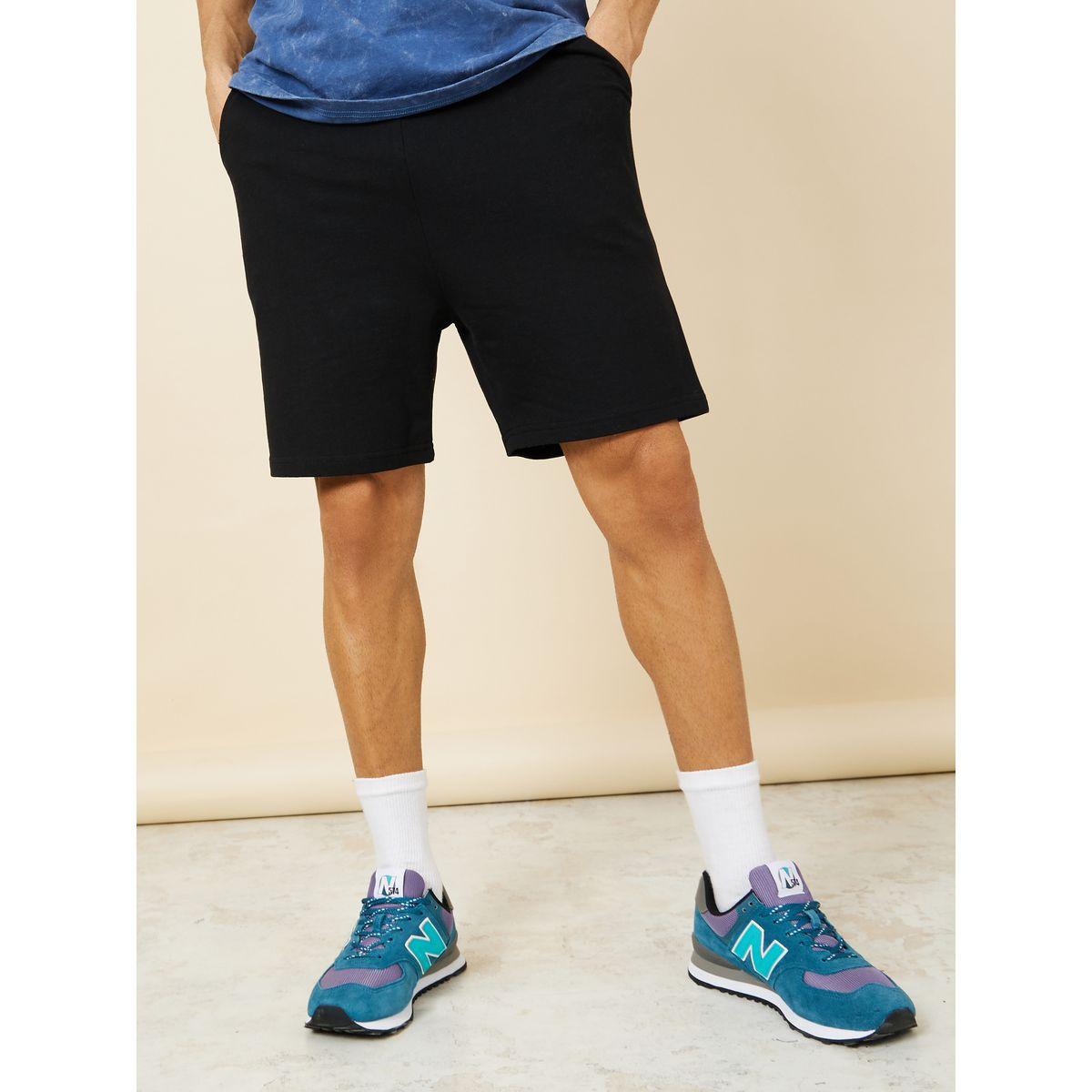 Styli Regular Fit Solid Knit Shorts with Drawstring Waistband-men-clothing-bottoms-shorts-image-1