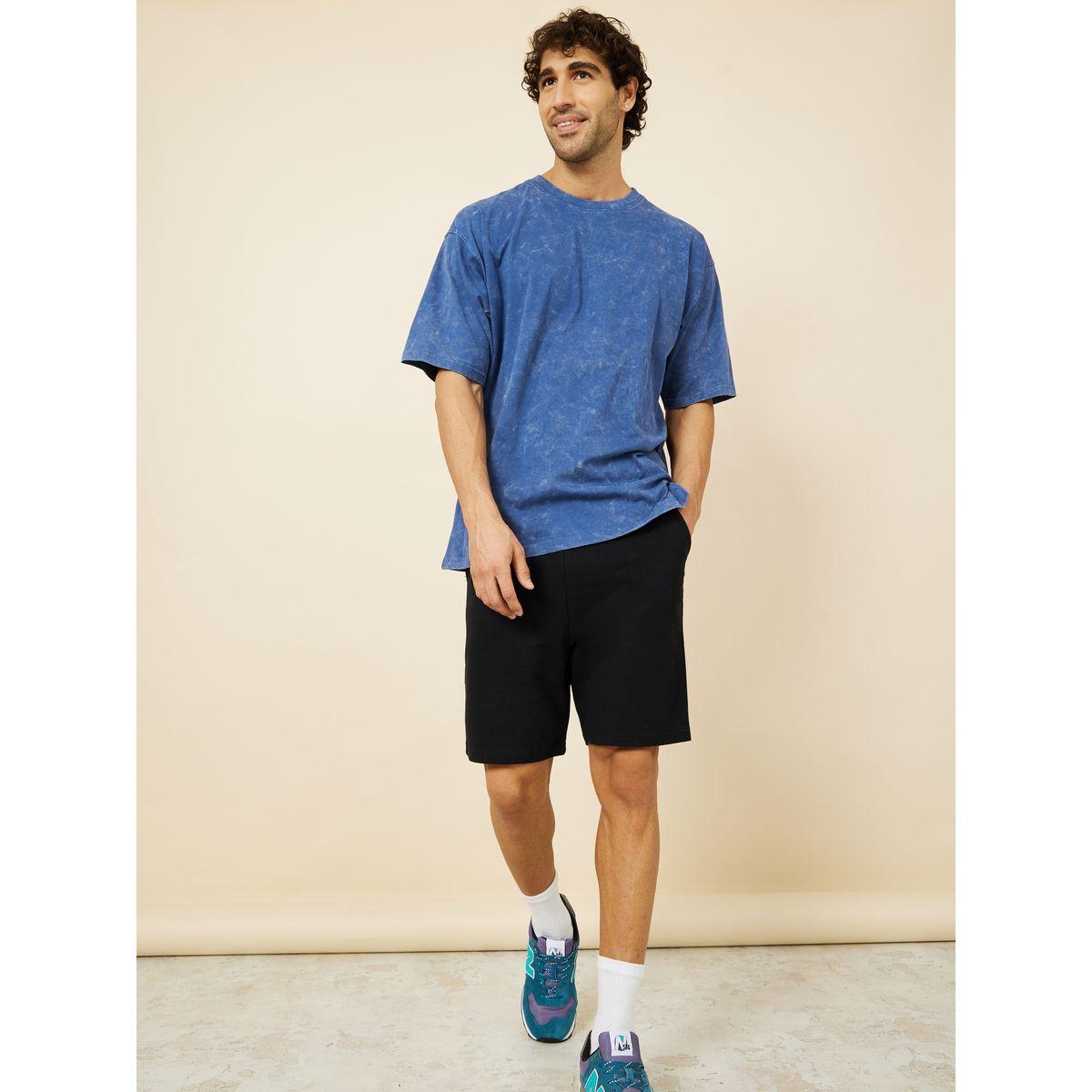Styli Regular Fit Solid Knit Shorts with Drawstring Waistband-men-clothing-bottoms-shorts-image-2