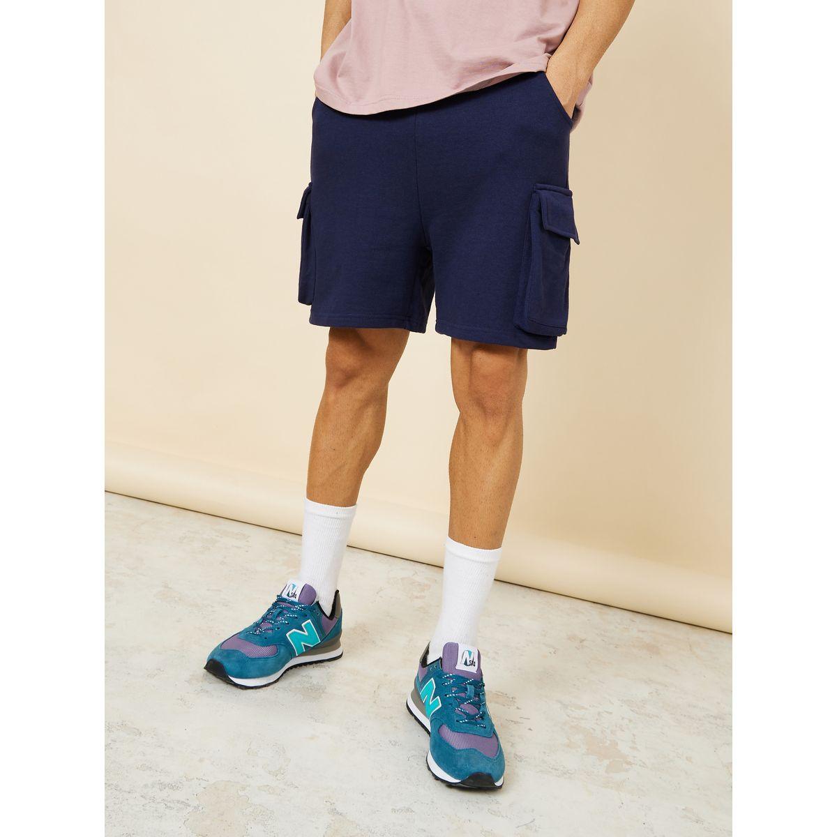 Styli Knit Cargo Shorts with Drawstring Waistband-men-clothing-bottoms-shorts-image-1