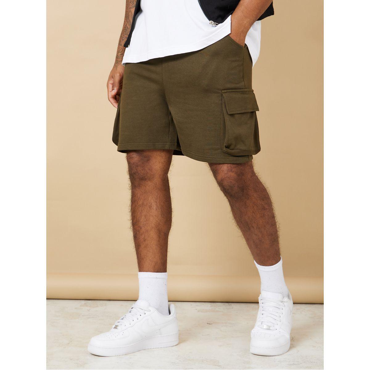 Styli Knit Cargo Shorts with Elastic Waistband-men-clothing-bottoms-shorts-image-1