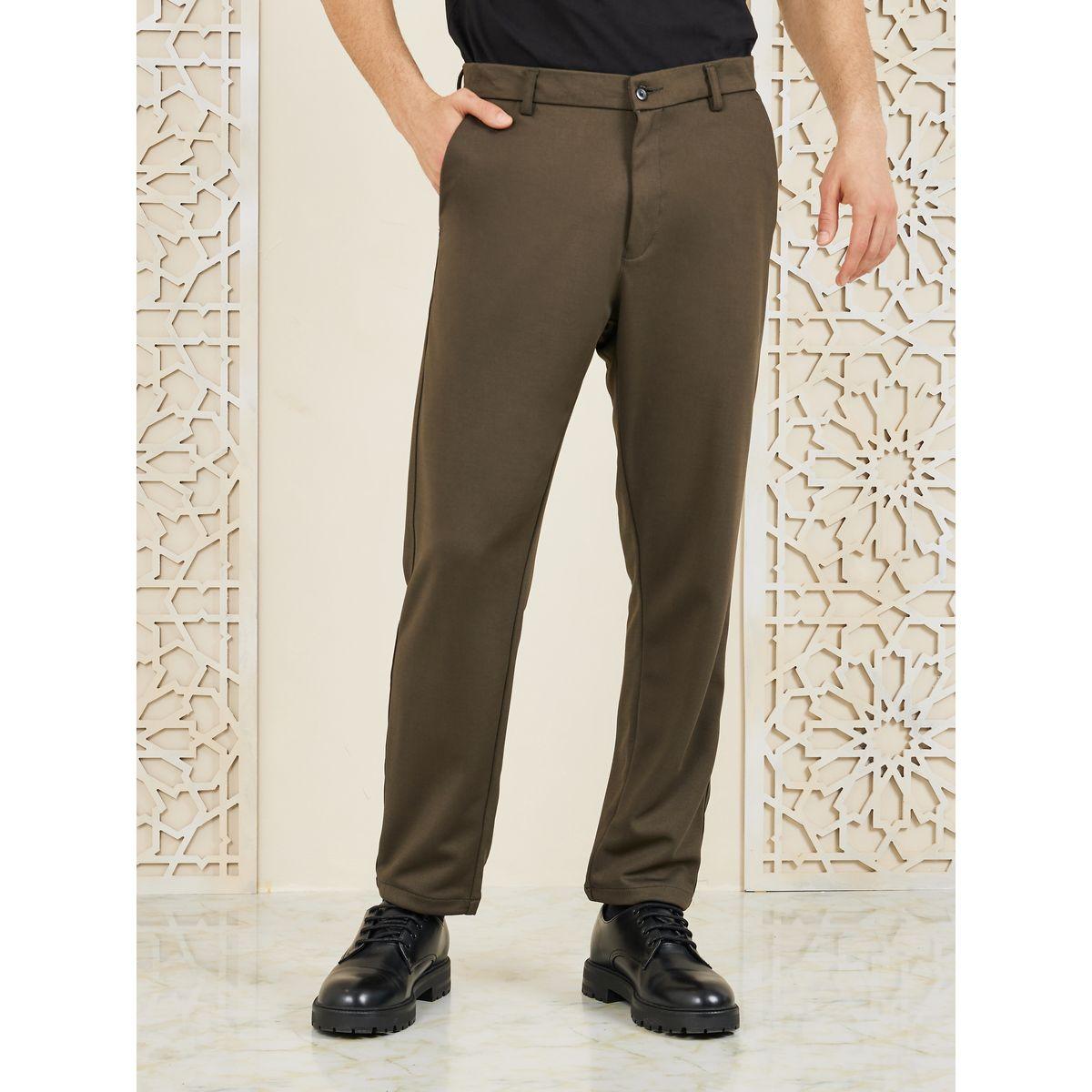 بنطال سادة محبوك بقصة سليم فت-men-clothing-bottoms-trousersandchinos-trousers-image-1