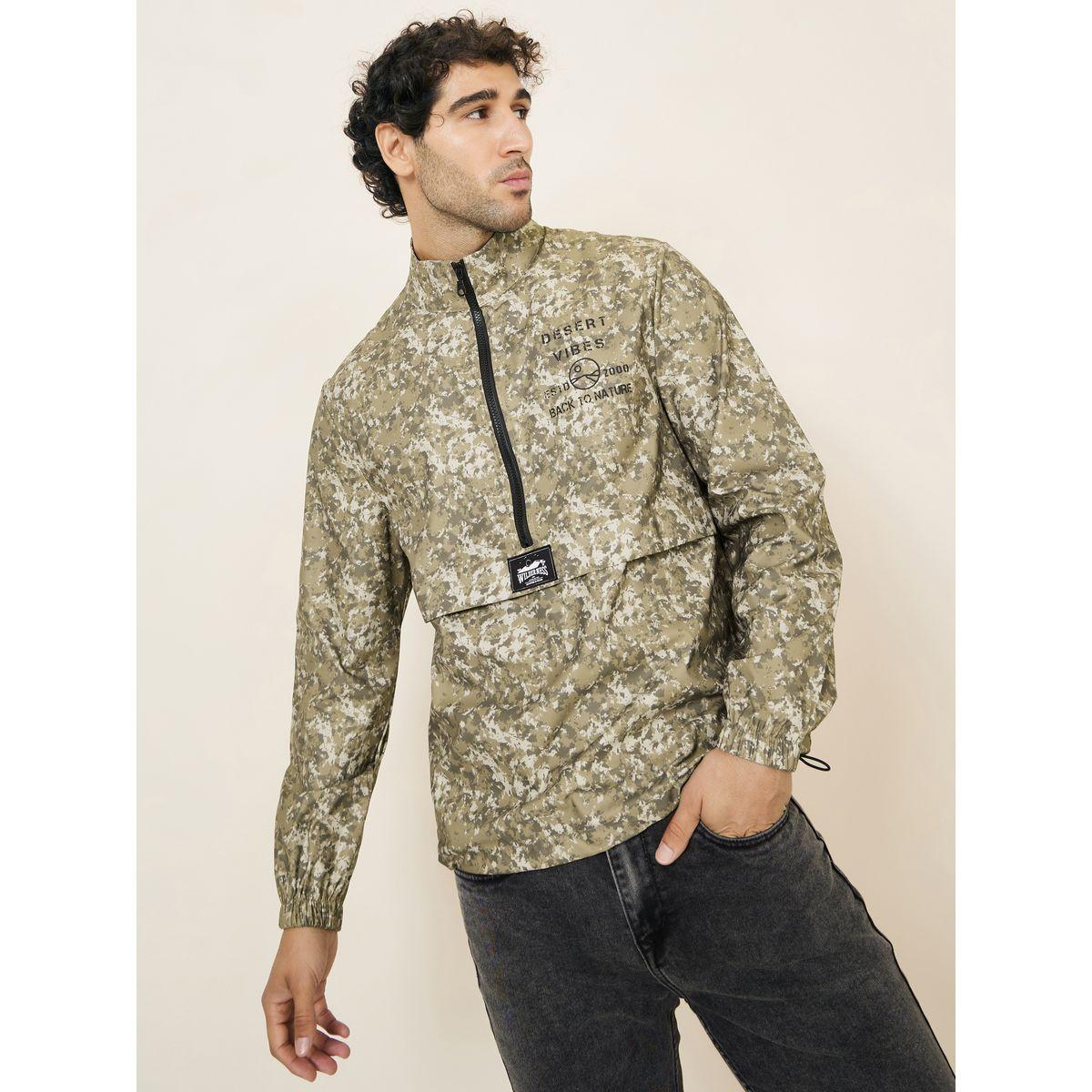 Styli Limited All Over Camo Print Half Zip Track Jacket with Badge Detail-men-clothing-jacketsandblazers-jackets-image-1