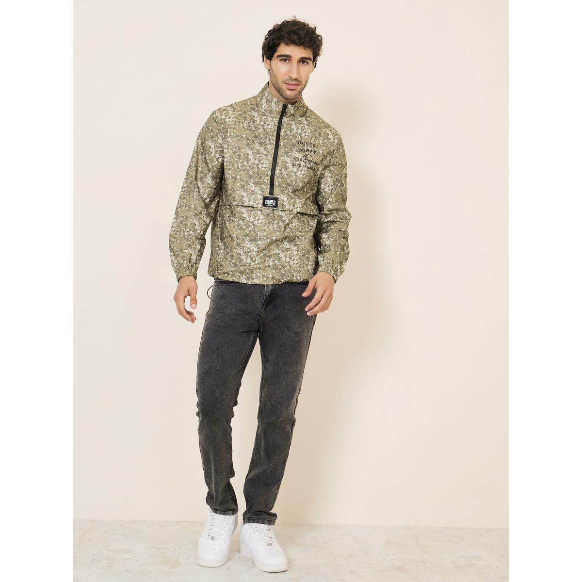 Styli Limited All Over Camo Print Half Zip Track Jacket with Badge Detail-men-clothing-jacketsandblazers-jackets-image-2