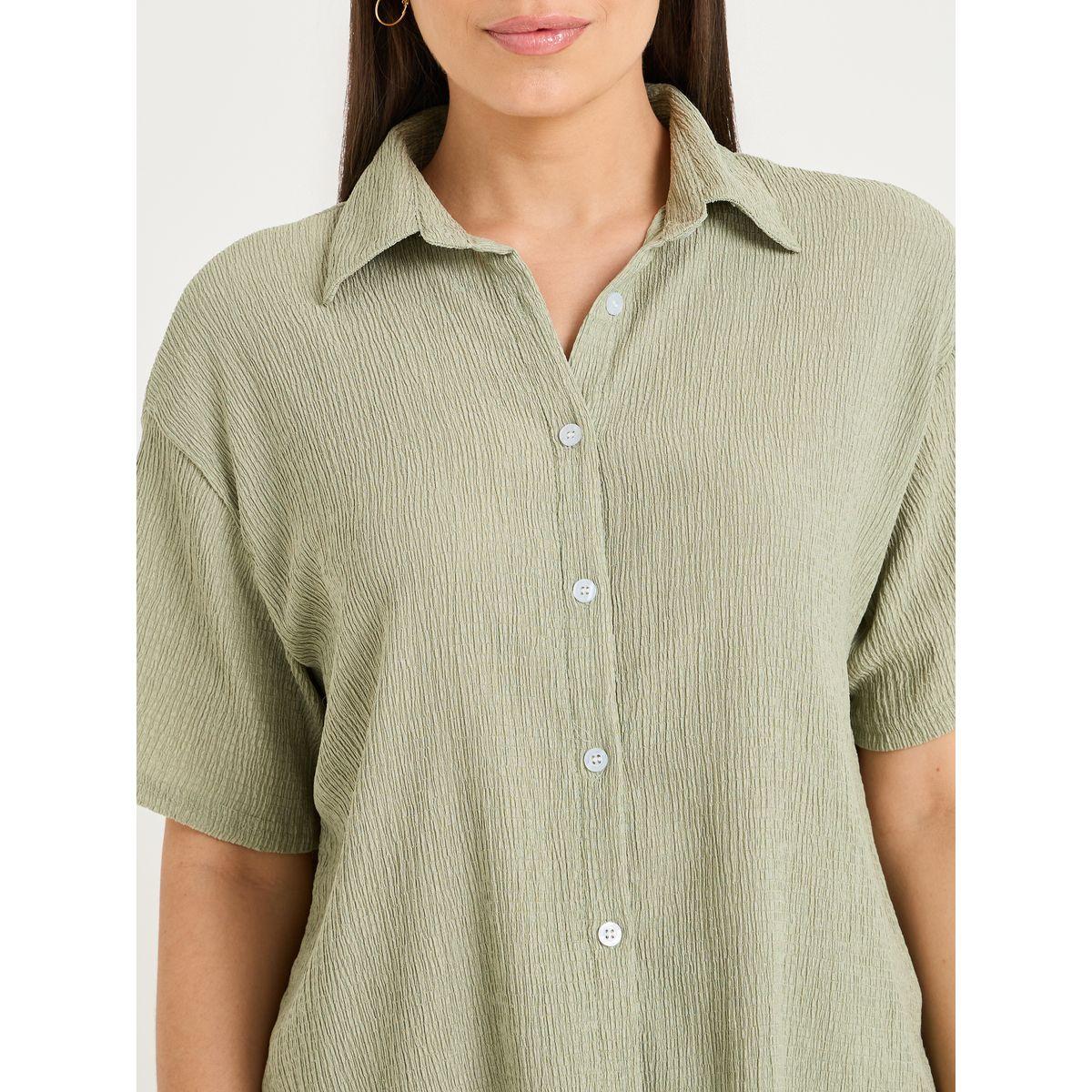 Styli Unwind Textured Longline Shirt & Pyjama Set-women-clothing-nightwear-pyjamas-longsets-image-3