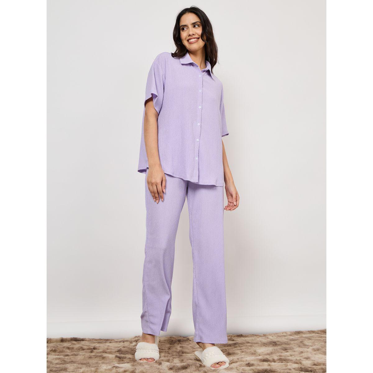 Styli Textured Shirt and Pyjama Set-women-clothing-nightwear-pyjamas-longsets-image-2