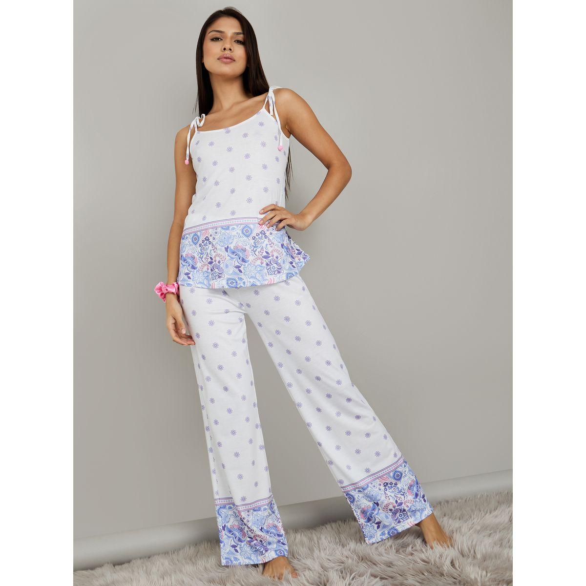 طقم بيجاما من ( بلوزة كامي + بنطال )-women-clothing-nightwear-pyjamas-longsets-image-1