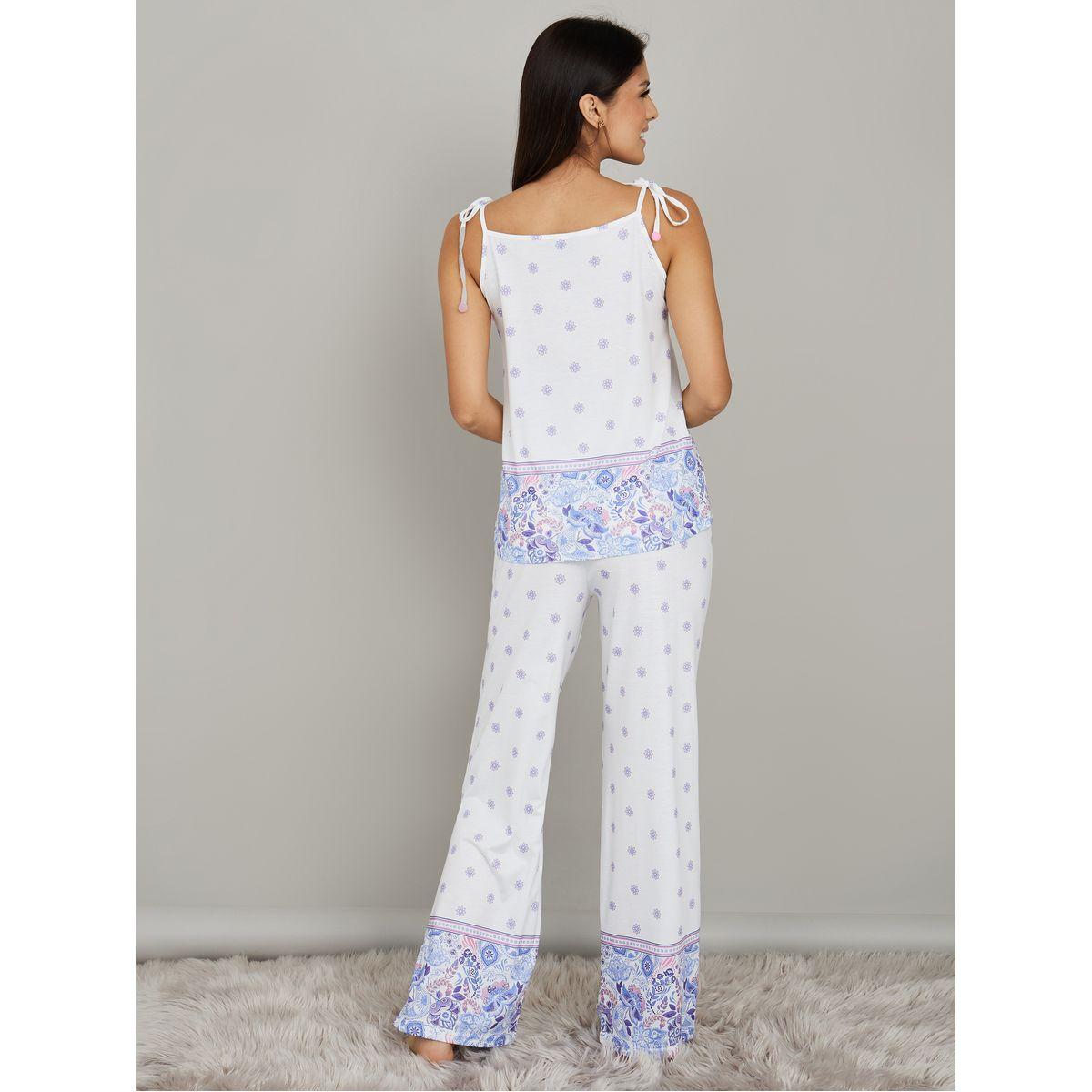 Styli Unwind Geo Print Tie Shoulder Cami and Pyjama Set-women-clothing-nightwear-pyjamas-longsets-image-5