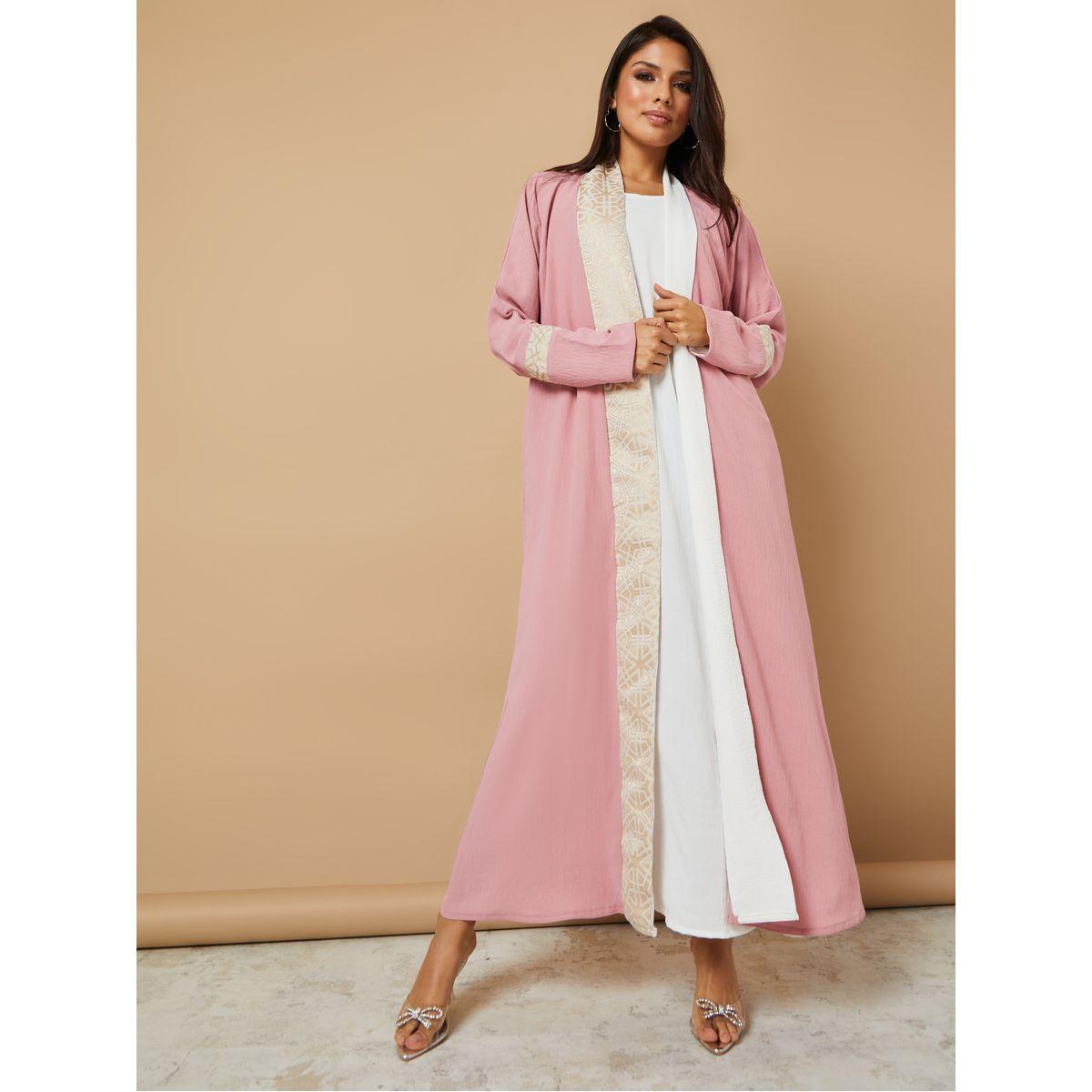 Hadiyath Al Madinah Embroidery Detail Overlap Abaya-women-arabicclothing-abayas-image-1