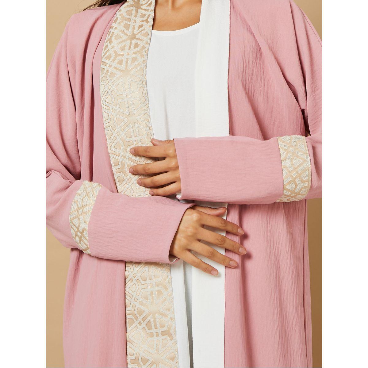 Hadiyath Al Madinah Embroidery Detail Overlap Abaya-women-arabicclothing-abayas-image-3