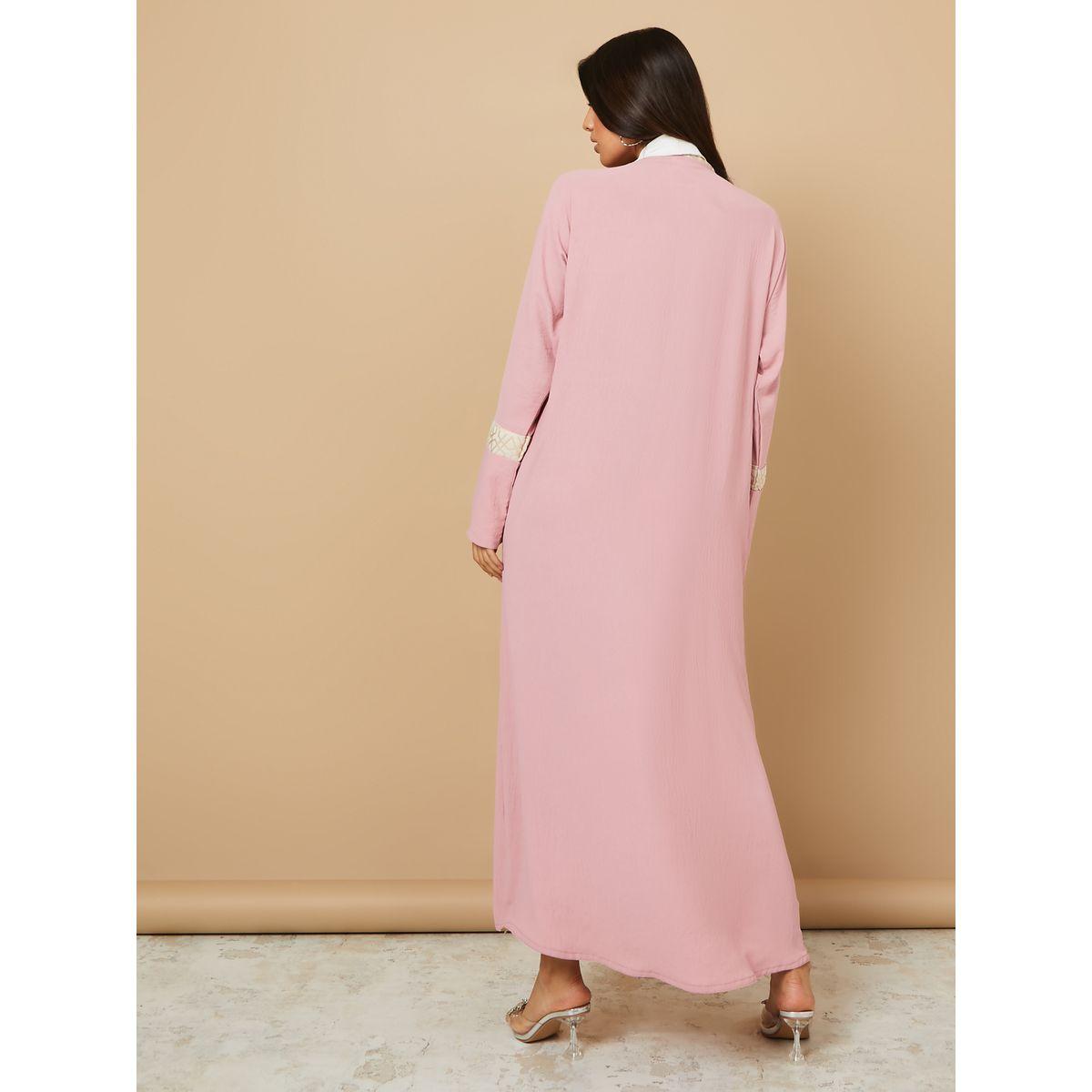 Hadiyath Al Madinah Embroidery Detail Overlap Abaya-women-arabicclothing-abayas-image-4