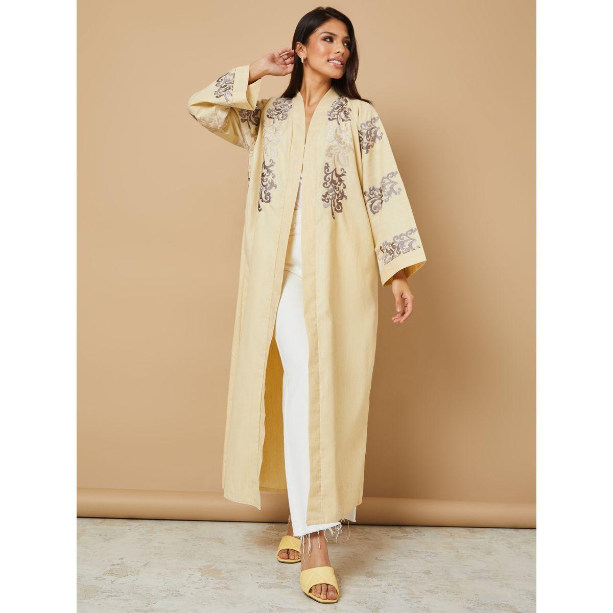 عباية مطرزة ومفتوحة من الامام-women-arabicclothing-abayas-image-1