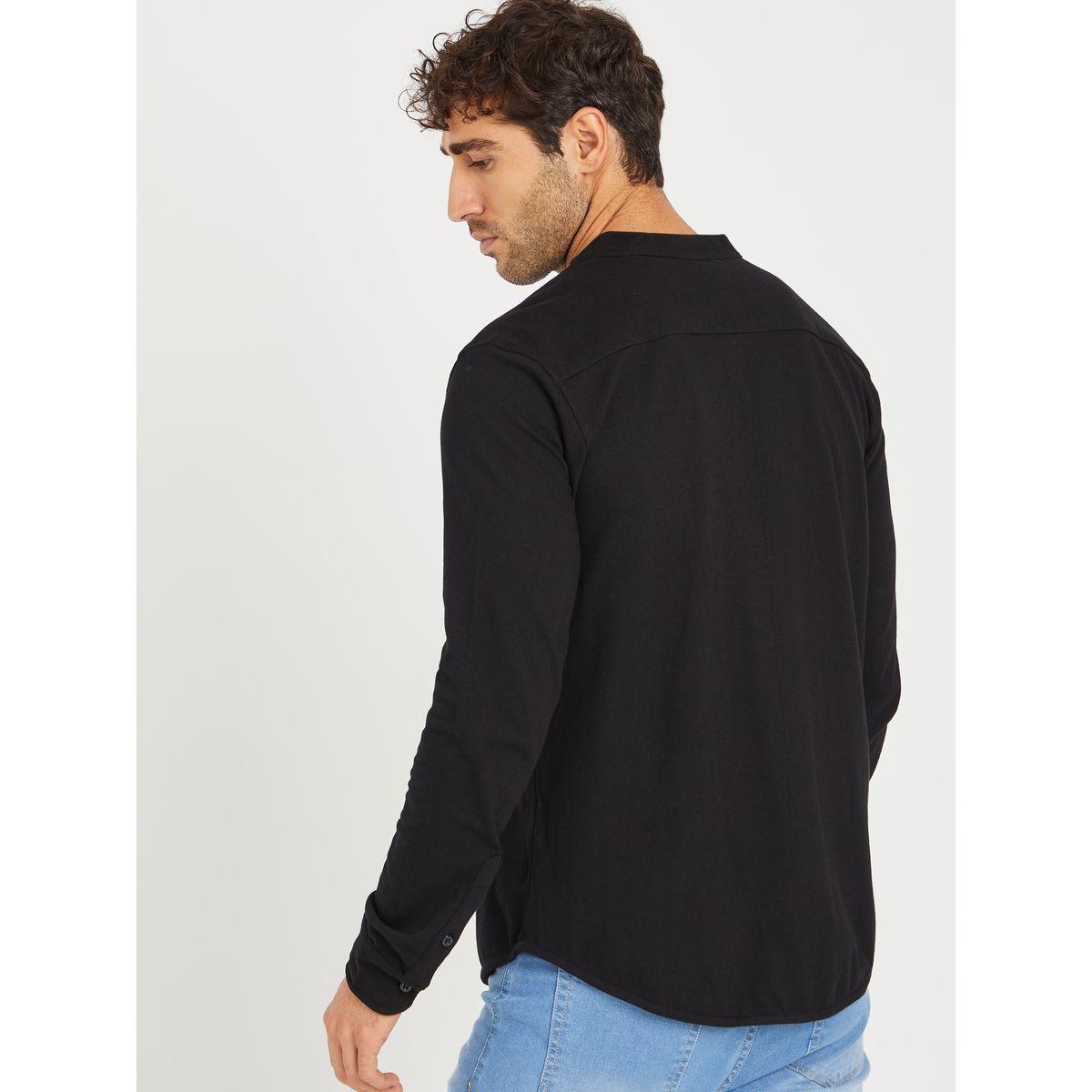 Styli Grandad Collar Knitted Shirt with Button Closure-men-clothing-shirts-image-5