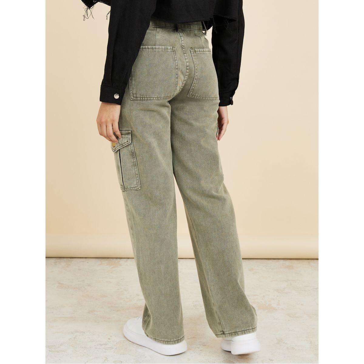 Styli Straight Leg Cargo Jeans with Belt Loops-women-clothing-bottoms-jeans-image-4