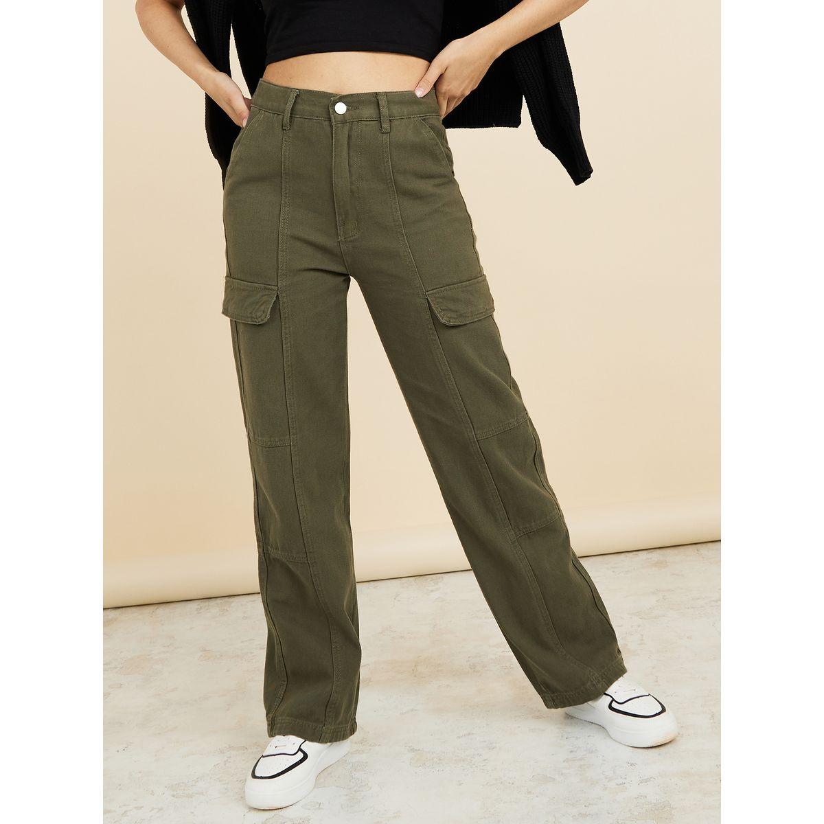 Styli Straight Leg Cargo Jeans with Belt Loops-women-clothing-bottoms-jeans-image-1