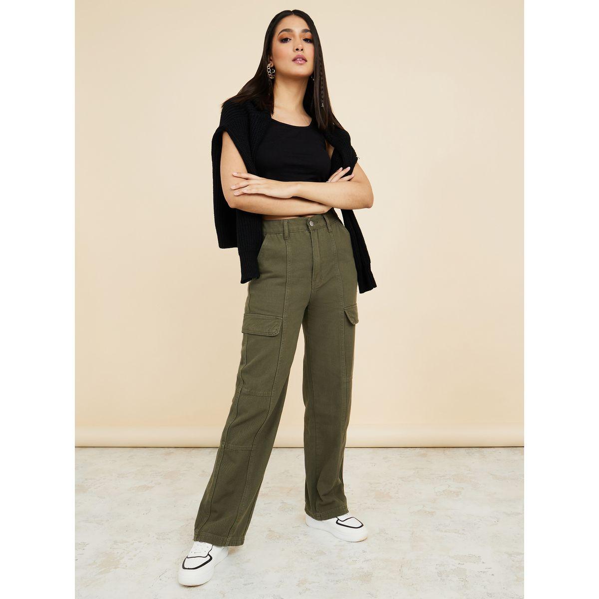 Styli Straight Leg Cargo Jeans with Belt Loops-women-clothing-bottoms-jeans-image-2